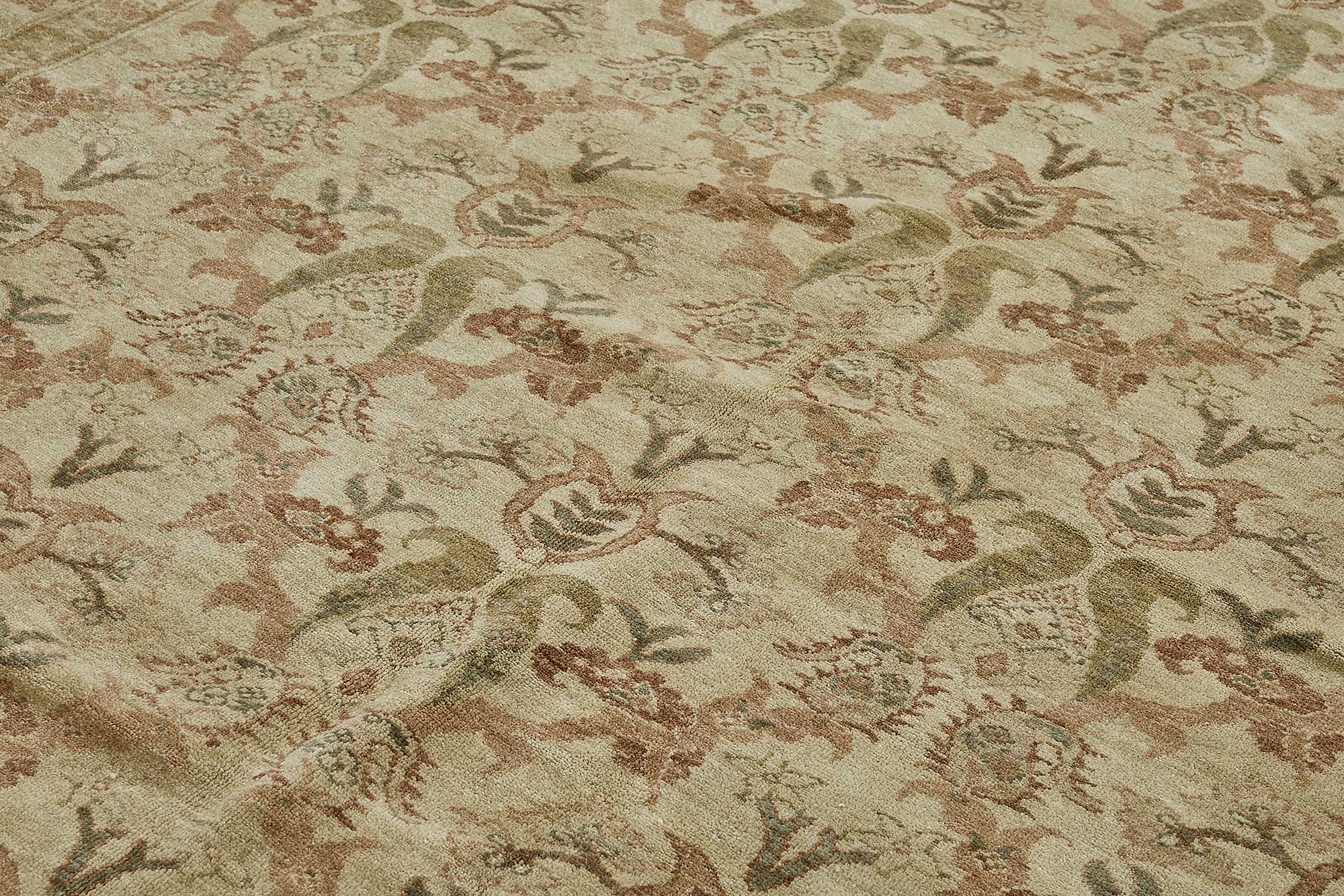 9x12 Beige Turkish Floral Oushak Rug - 51631