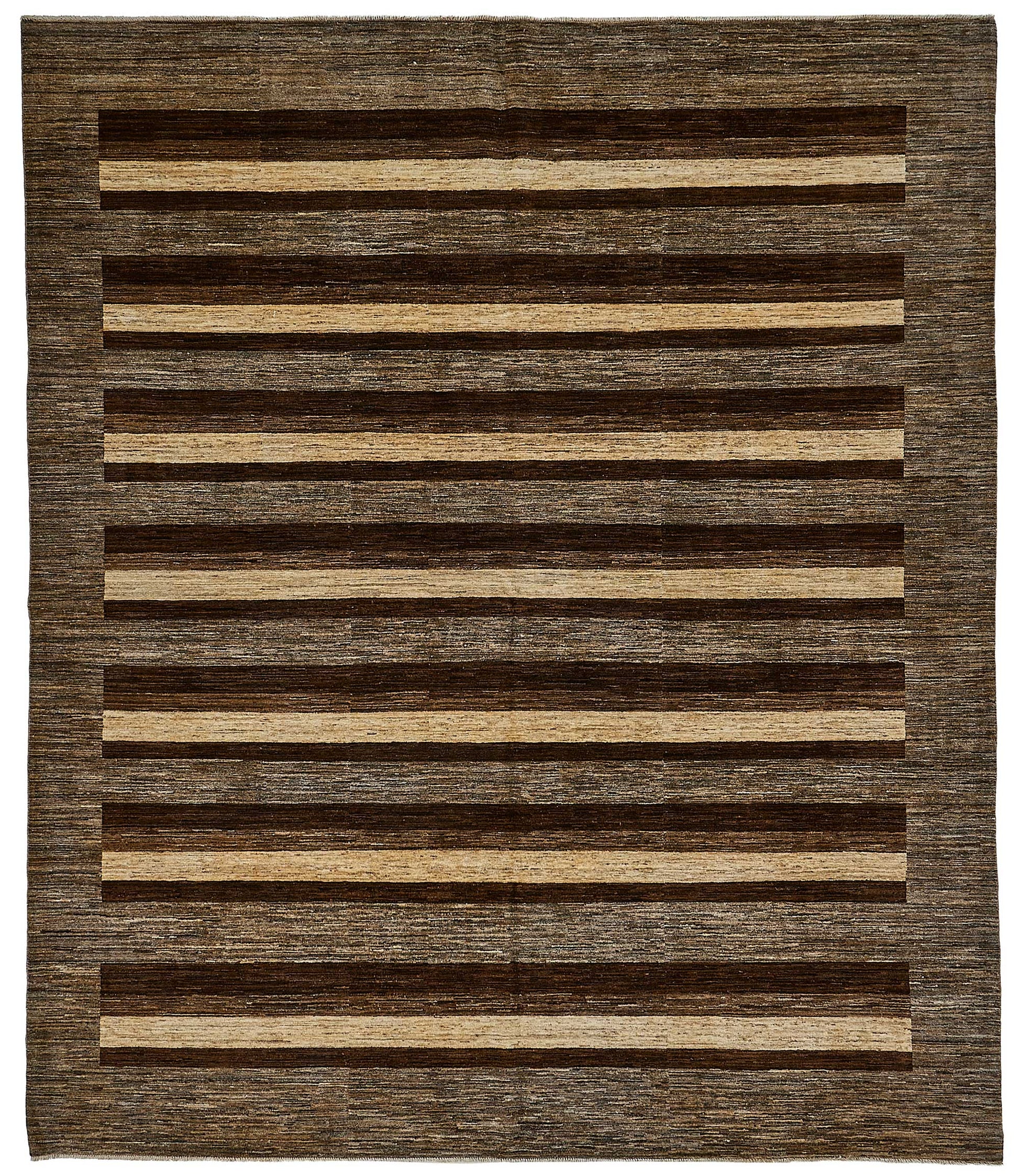 8x10 Brown Contemporary Striped Oushak Rug - 51633