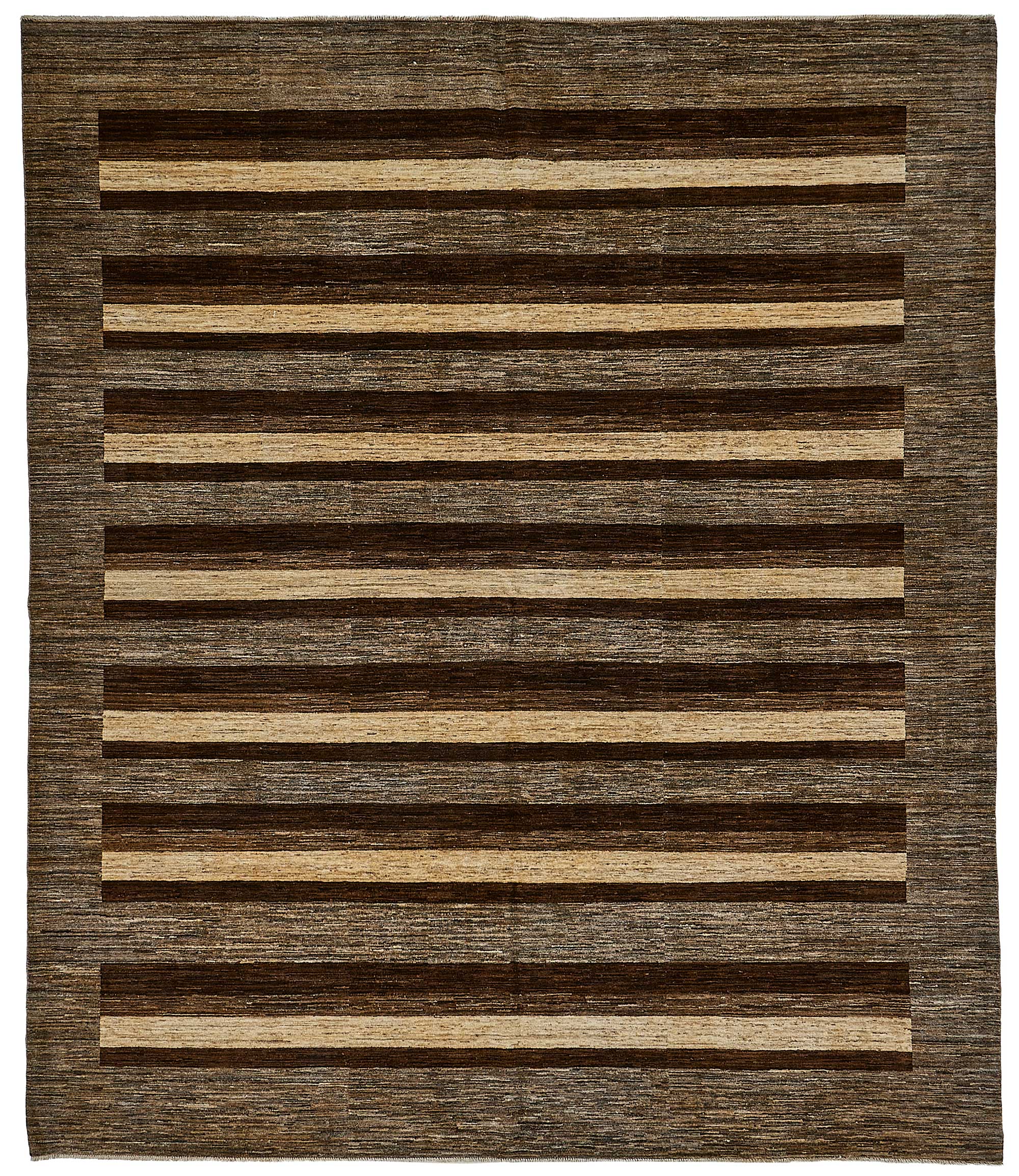 8x10 Brown Contemporary Striped Oushak Rug - 51633