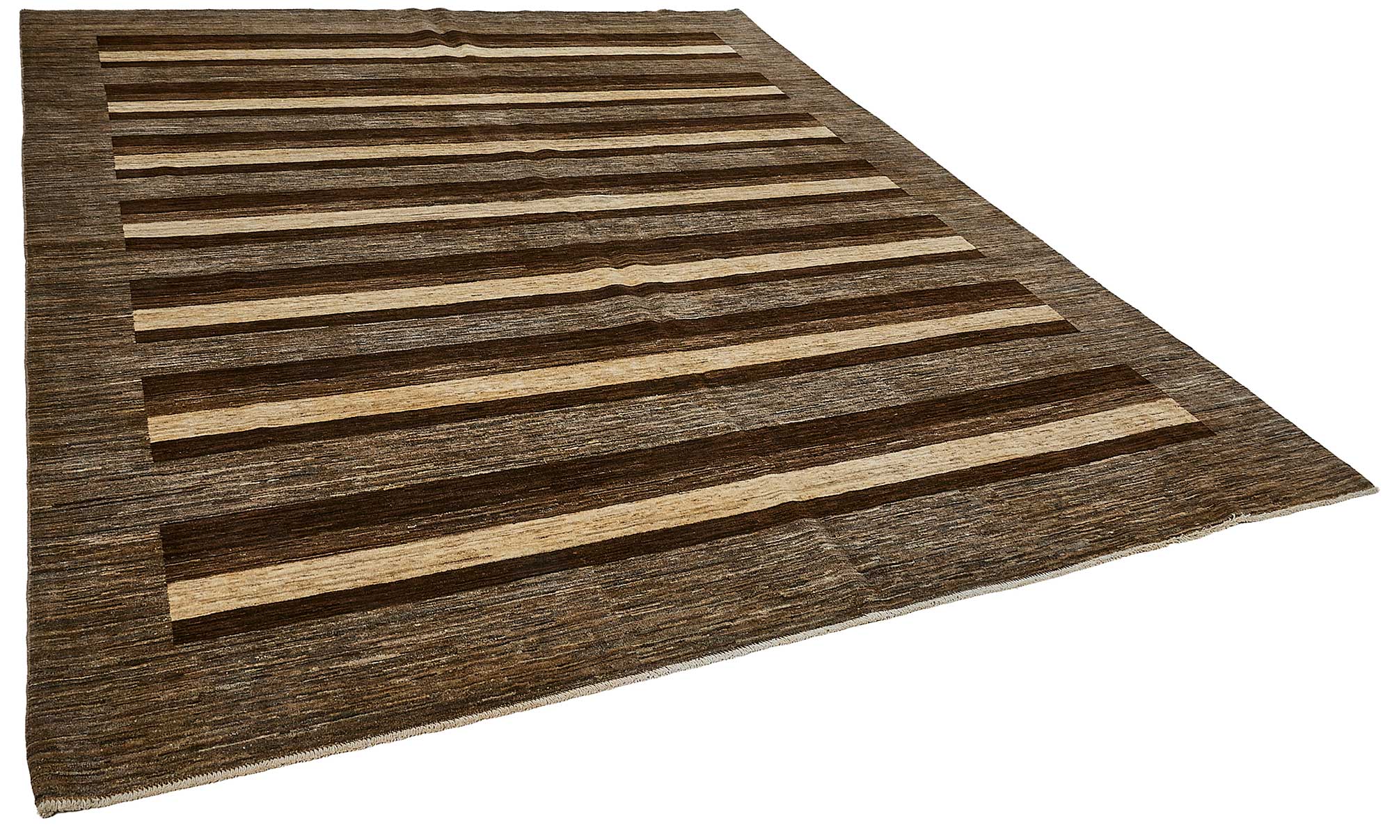 8x10 Brown Contemporary Striped Oushak Rug - 51633