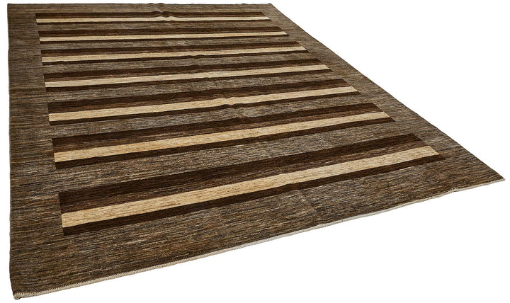 8x10 Brown Contemporary Striped Oushak Rug - 51633