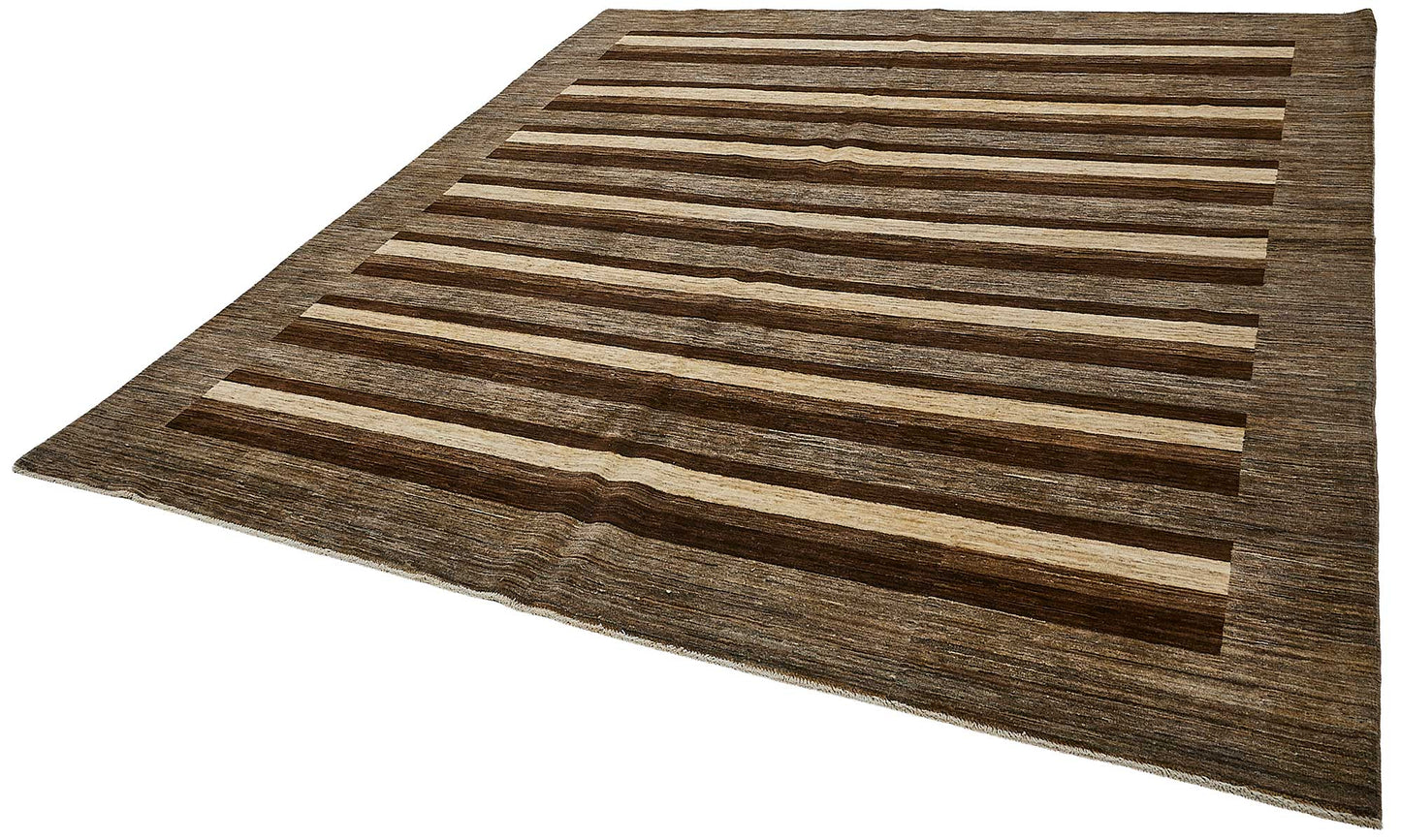 8x10 Brown Contemporary Striped Oushak Rug - 51633