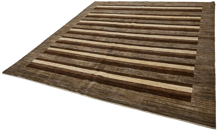8x10 Brown Contemporary Striped Oushak Rug - 51633