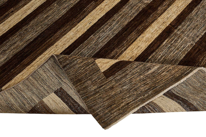8x10 Brown Contemporary Striped Oushak Rug - 51633