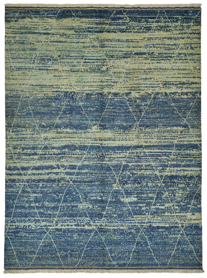 9x13 Blue Traditional Geometric Oushak Rug - 51634