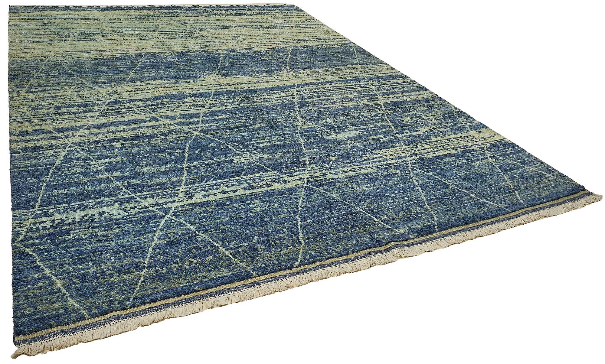 9x13 Blue Traditional Geometric Oushak Rug - 51634