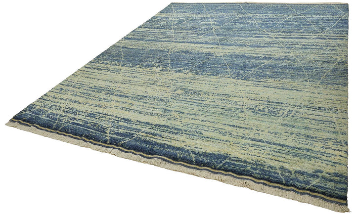 9x13 Blue Traditional Geometric Oushak Rug - 51634