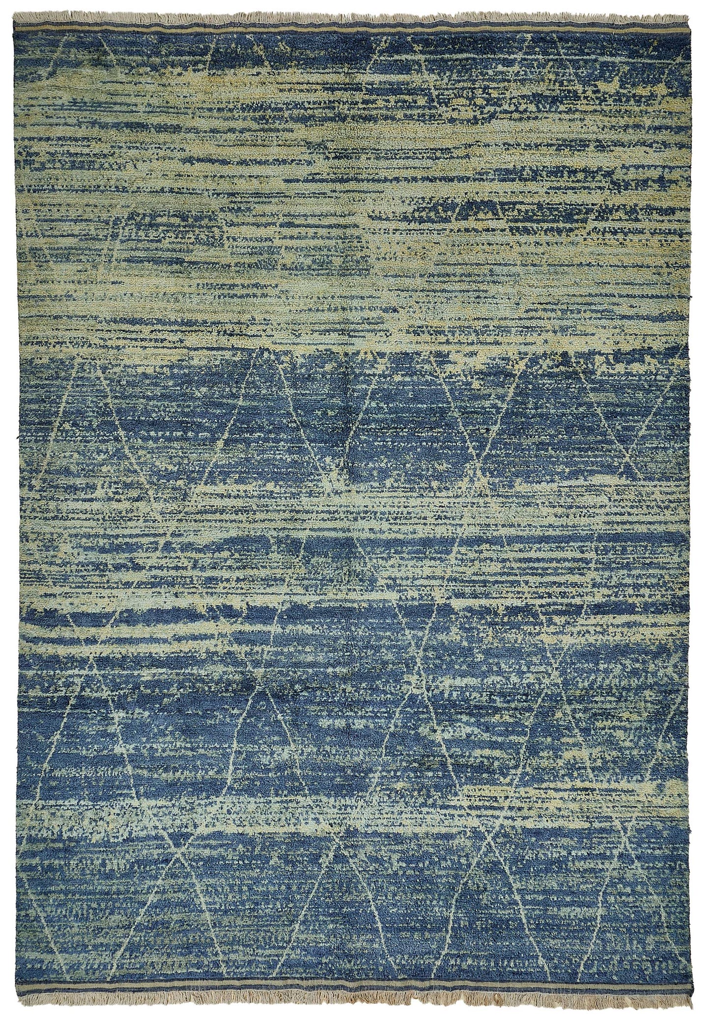 9x13 Blue Contemporary Geometric Oushak Rug - 51635