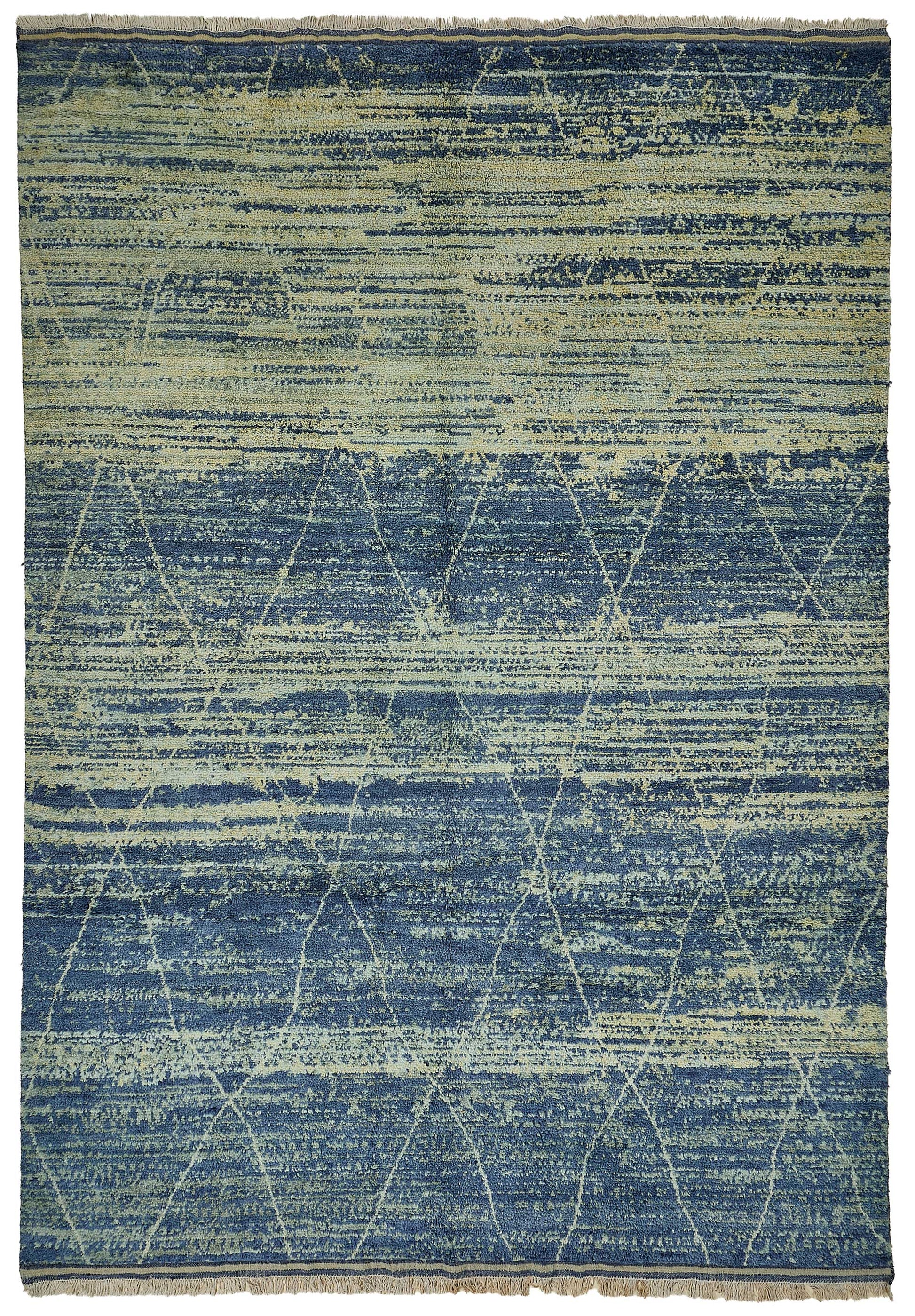 9x13 Blue Contemporary Geometric Oushak Rug - 51635