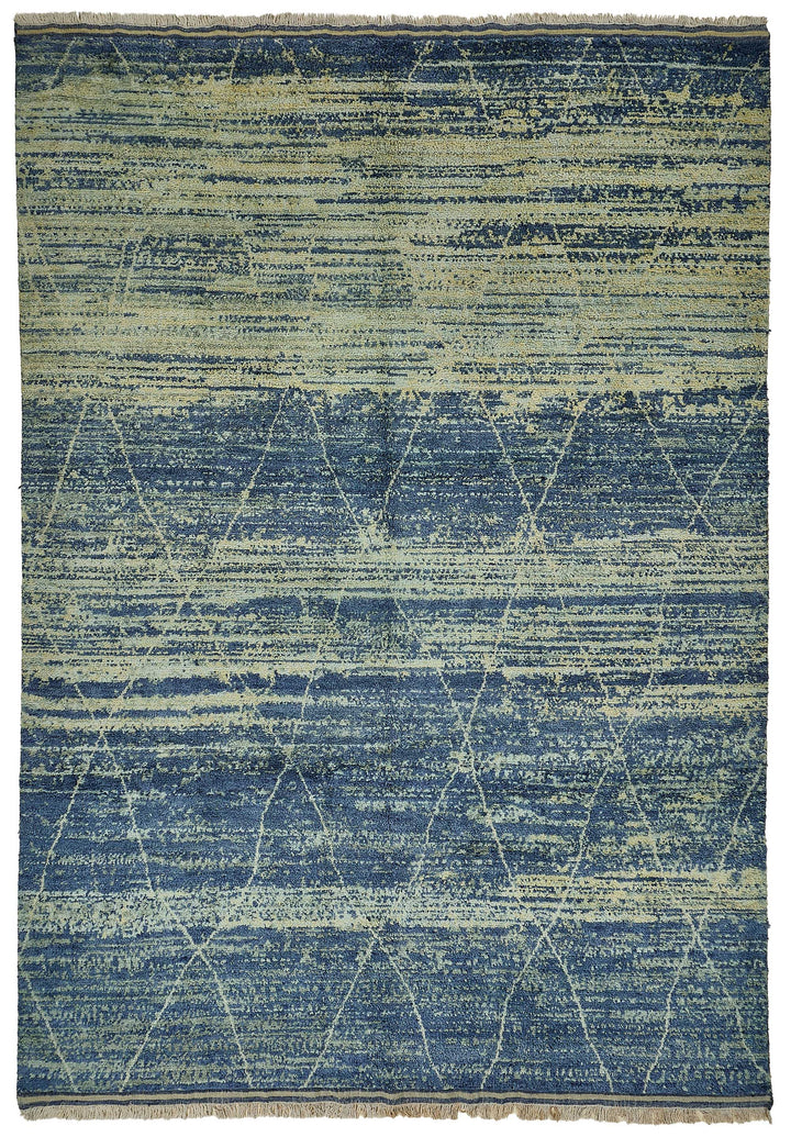 9x13 Blue Contemporary Geometric Oushak Rug - 51635