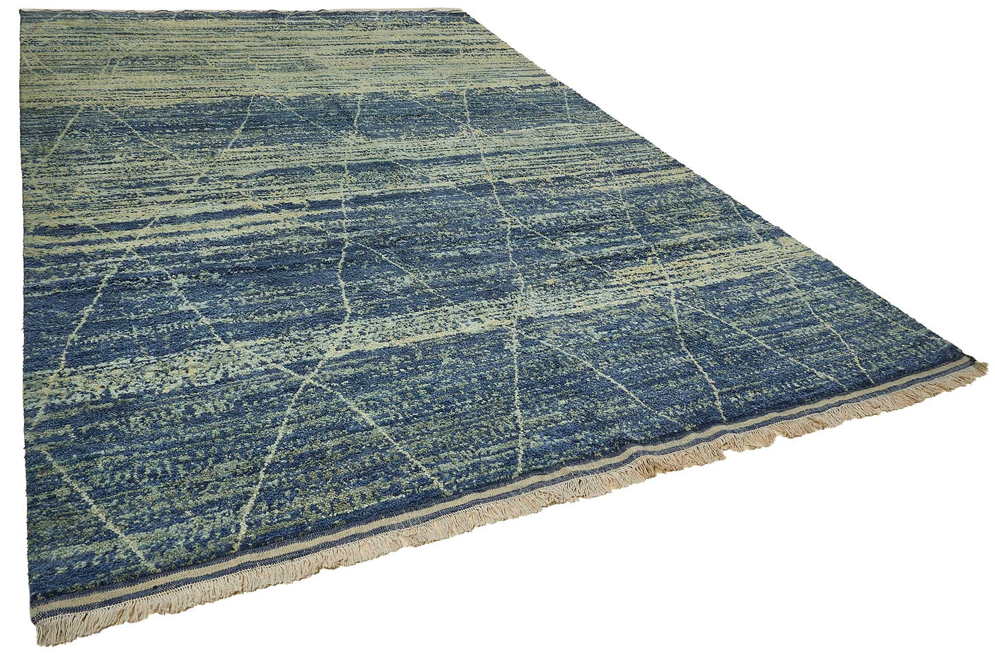 9x13 Blue Contemporary Geometric Oushak Rug - 51635