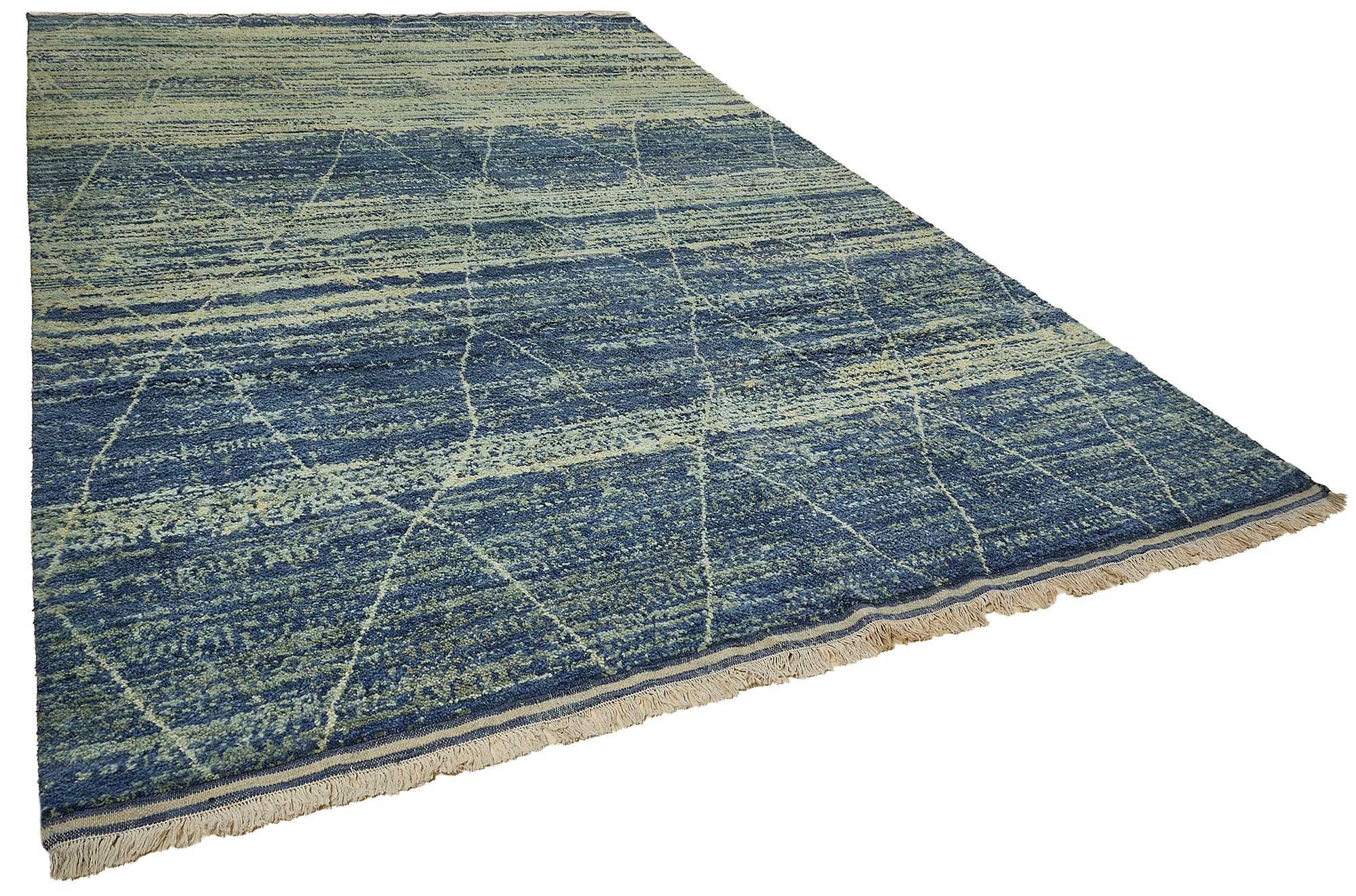 9x13 Blue Contemporary Geometric Oushak Rug - 51635