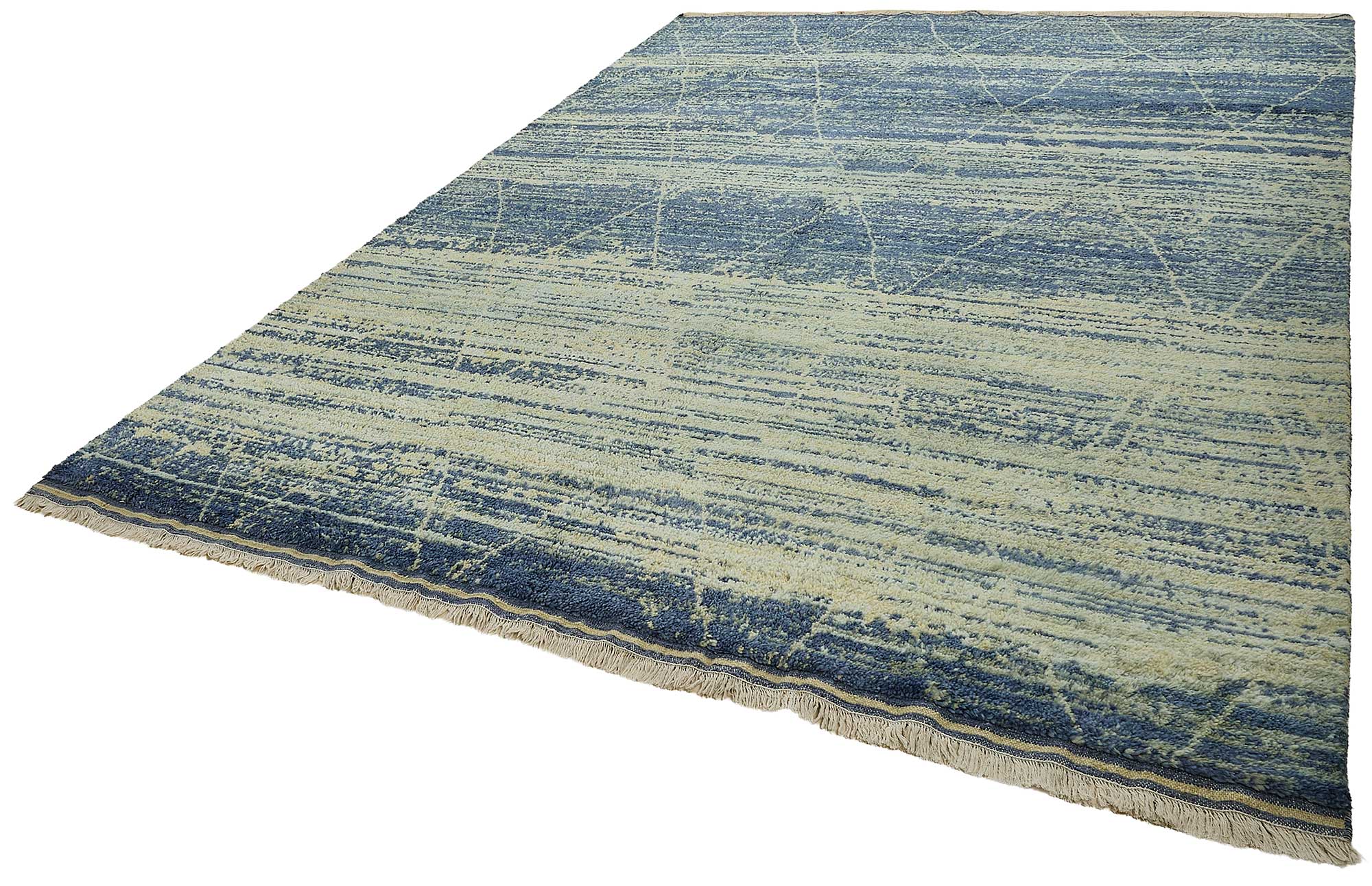 9x13 Blue Contemporary Geometric Oushak Rug - 51635