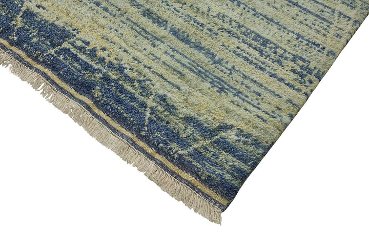 9x13 Blue Contemporary Geometric Oushak Rug - 51635
