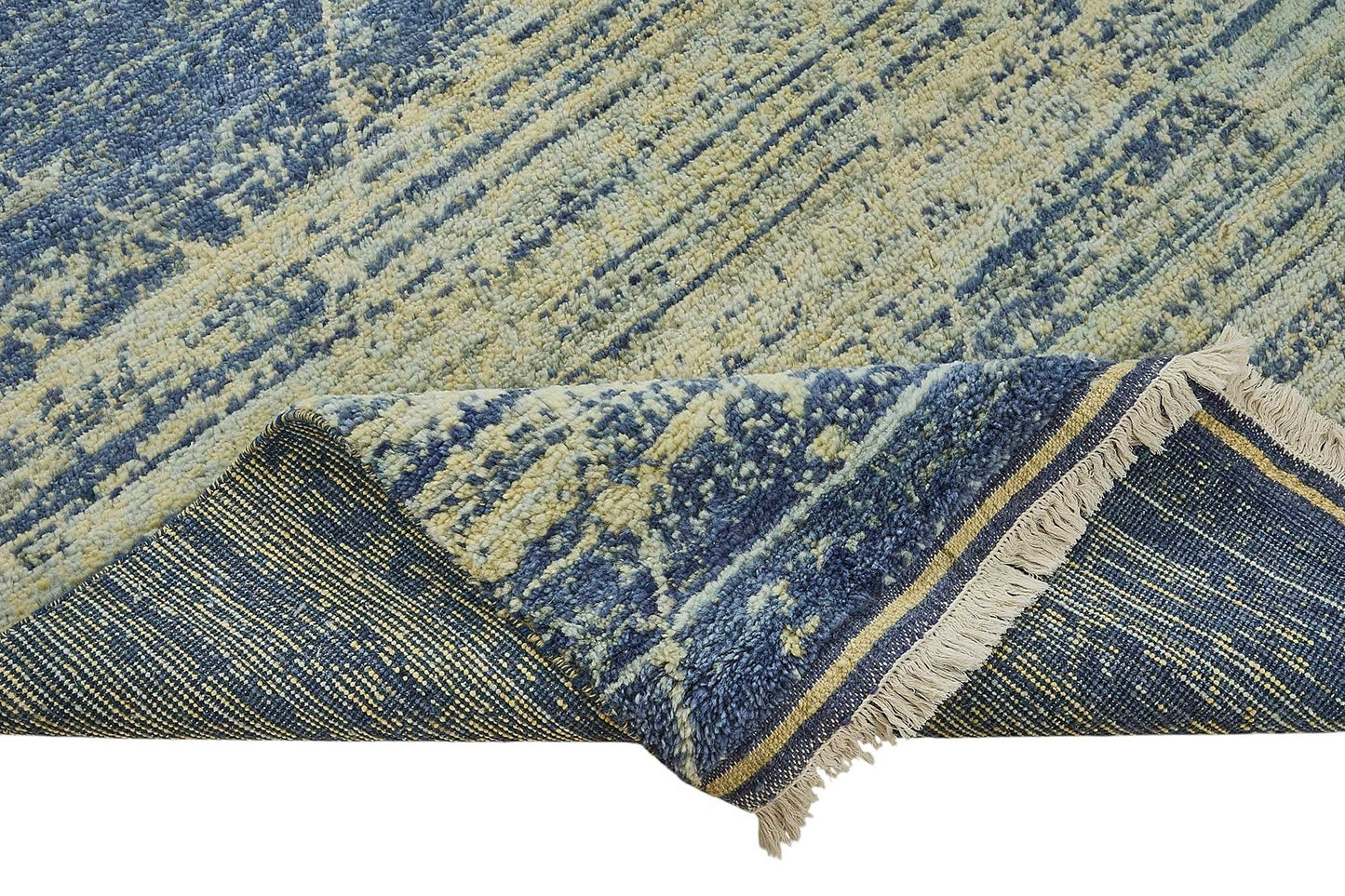 9x13 Blue Contemporary Geometric Oushak Rug - 51635