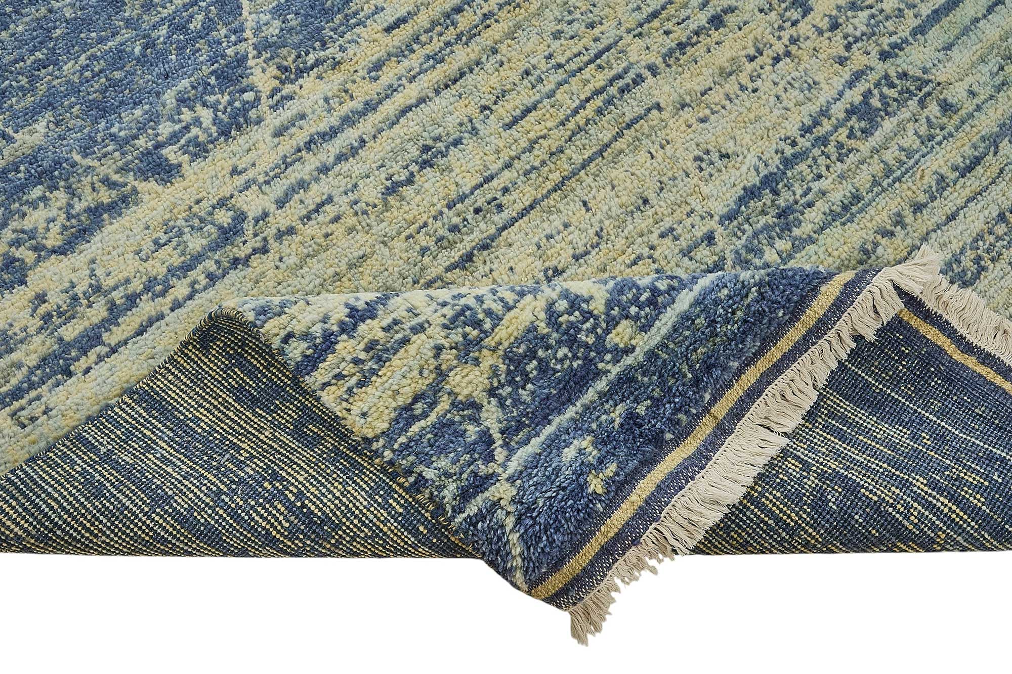 9x13 Blue Contemporary Geometric Oushak Rug - 51635
