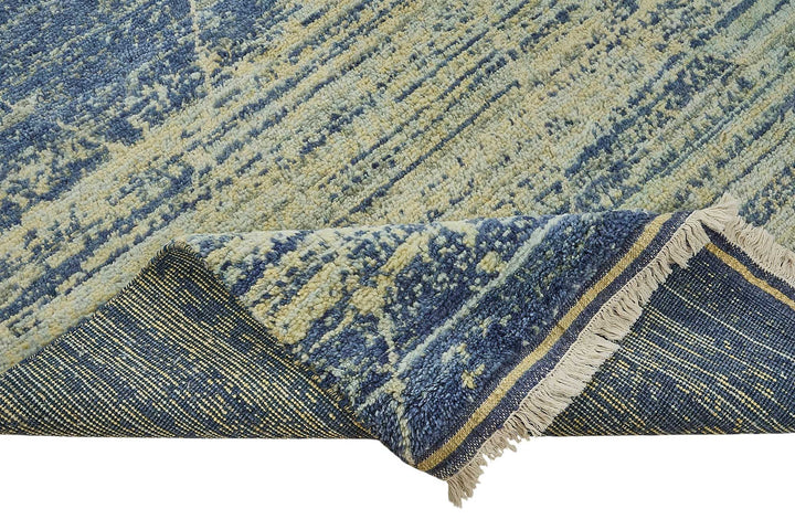 9x13 Blue Contemporary Geometric Oushak Rug - 51635