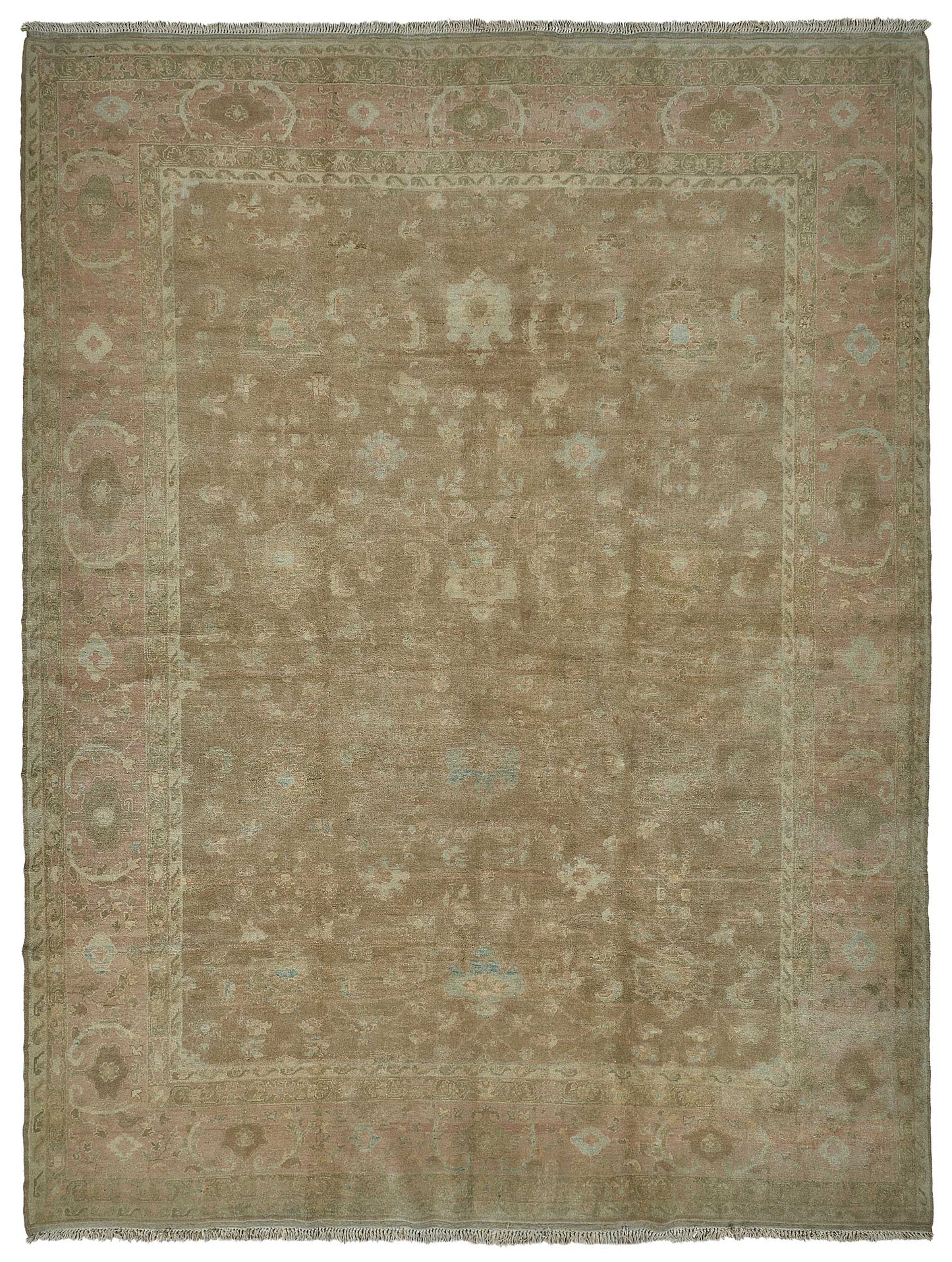 12x15 Brown Handmade Floral Oushak Rug - 51638