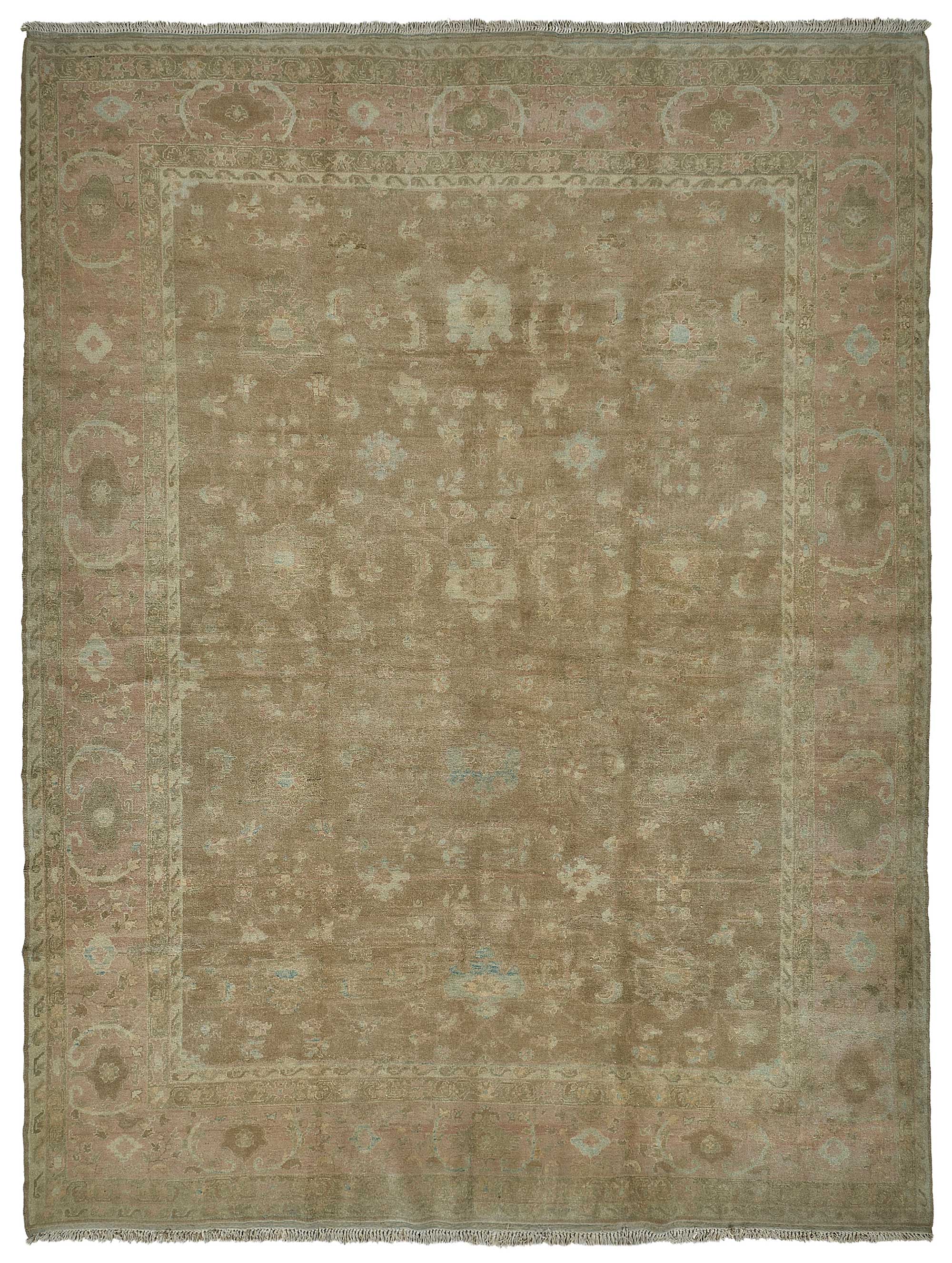 12x15 Brown Handmade Floral Oushak Rug - 51638