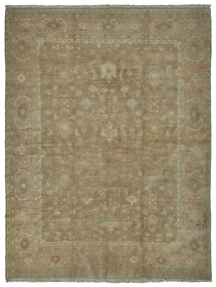 12x15 Brown Handmade Floral Oushak Rug - 51638