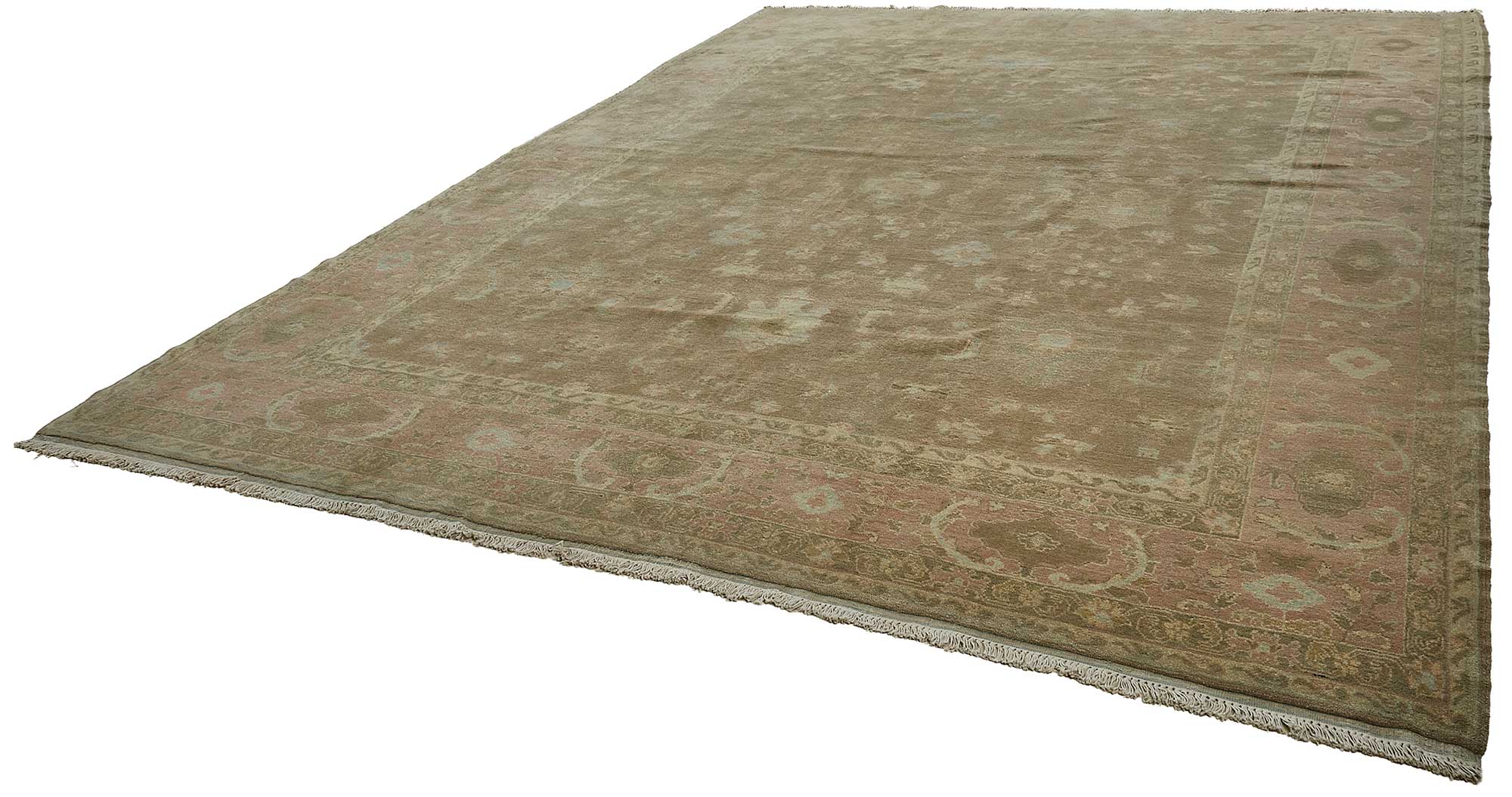12x15 Brown Handmade Floral Oushak Rug - 51638