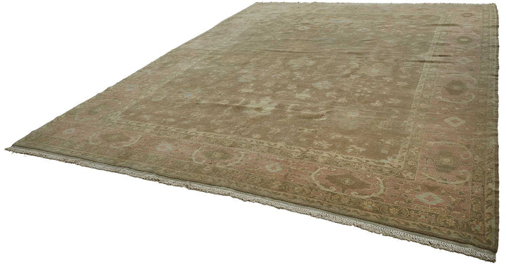 12x15 Brown Handmade Floral Oushak Rug - 51638