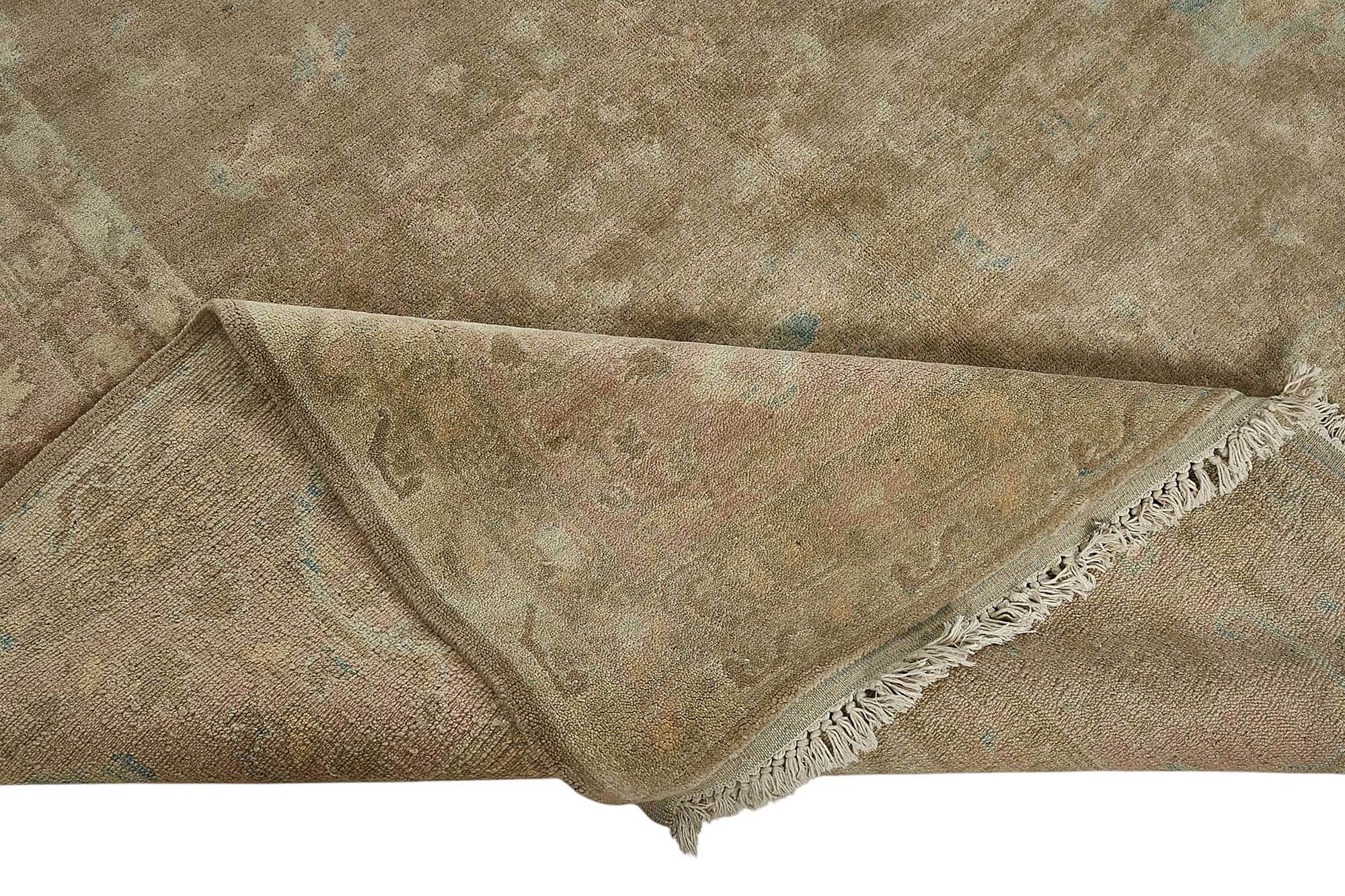12x15 Brown Handmade Floral Oushak Rug - 51638
