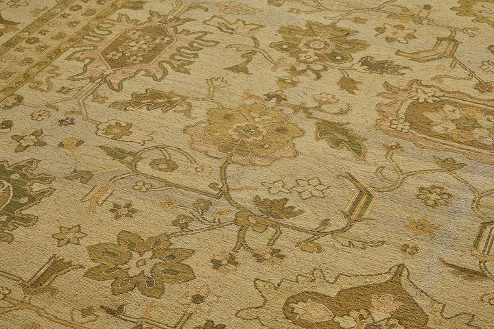 10x14 Beige Floral Oushak Rug - 51640