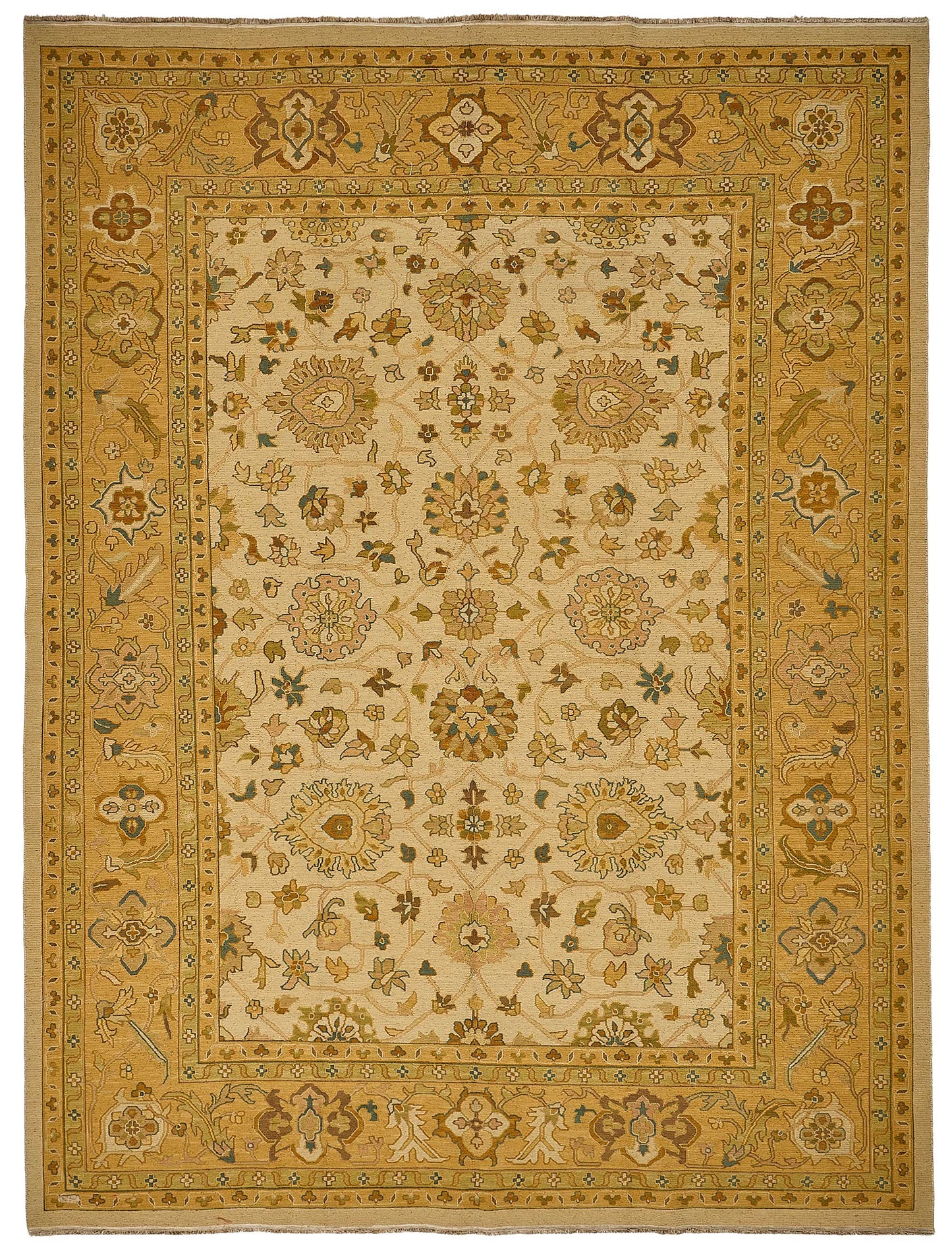 9x11 Beige Traditional Floral Oushak Rug - 51641