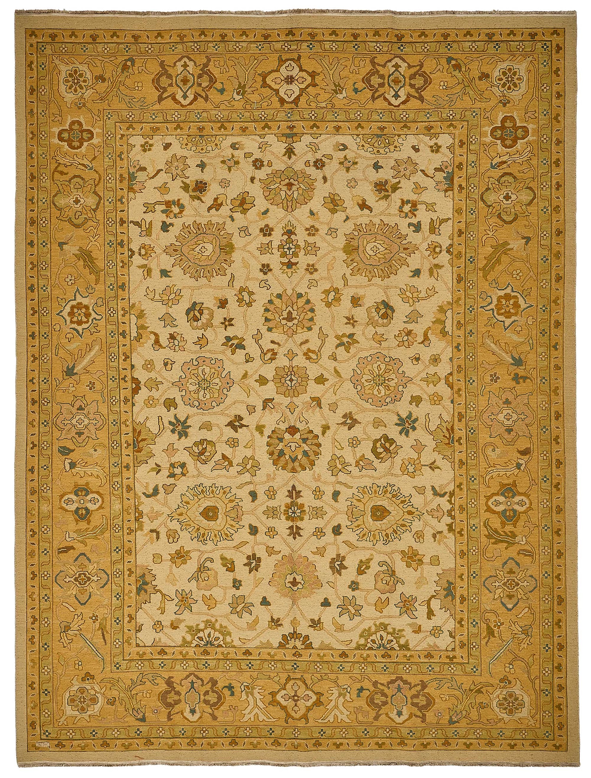 9x11 Beige Traditional Floral Oushak Rug - 51641