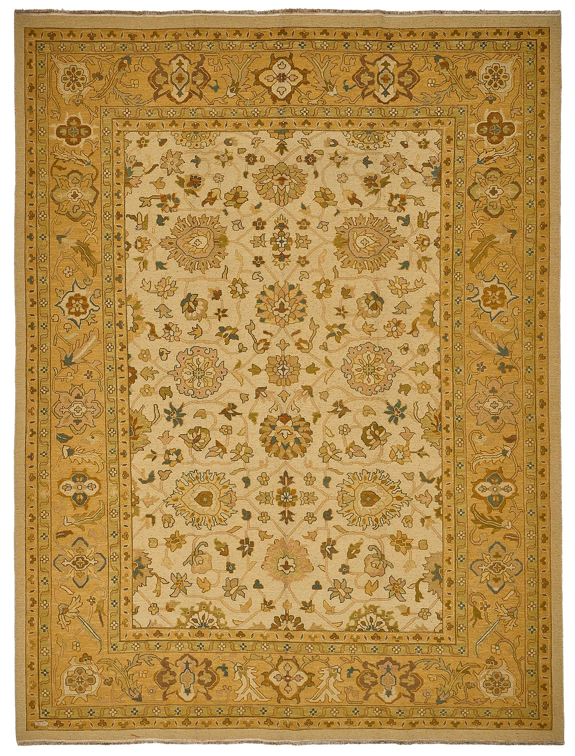 9x11 Beige Traditional Floral Oushak Rug - 51641