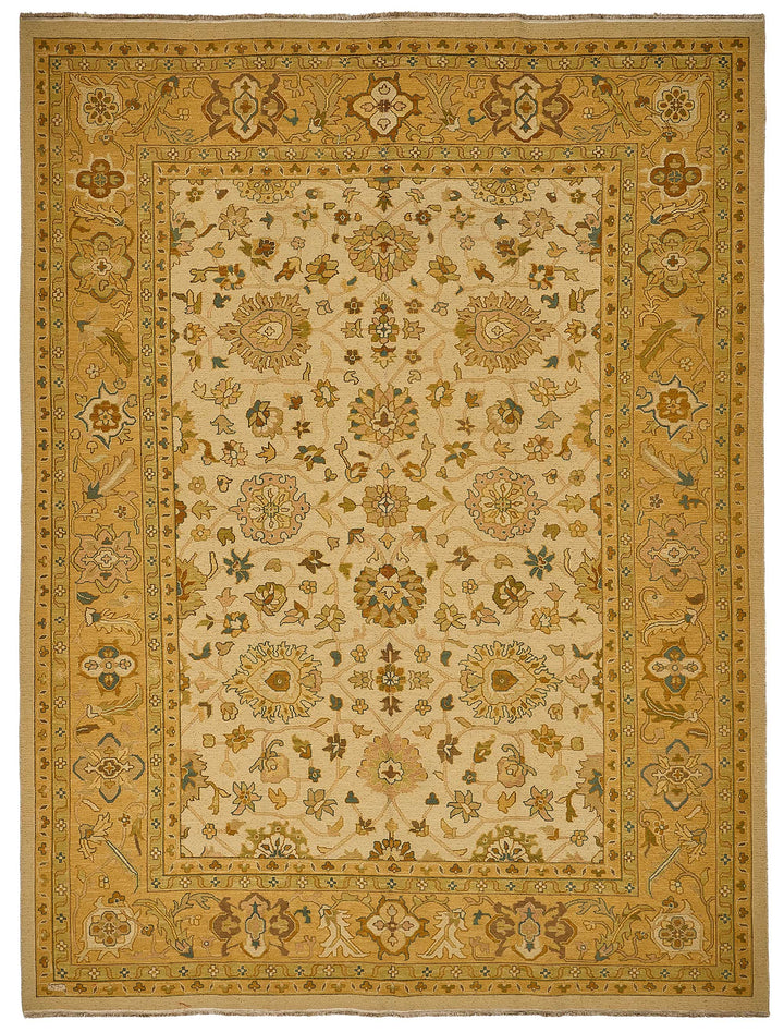 9x11 Beige Traditional Floral Oushak Rug - 51641