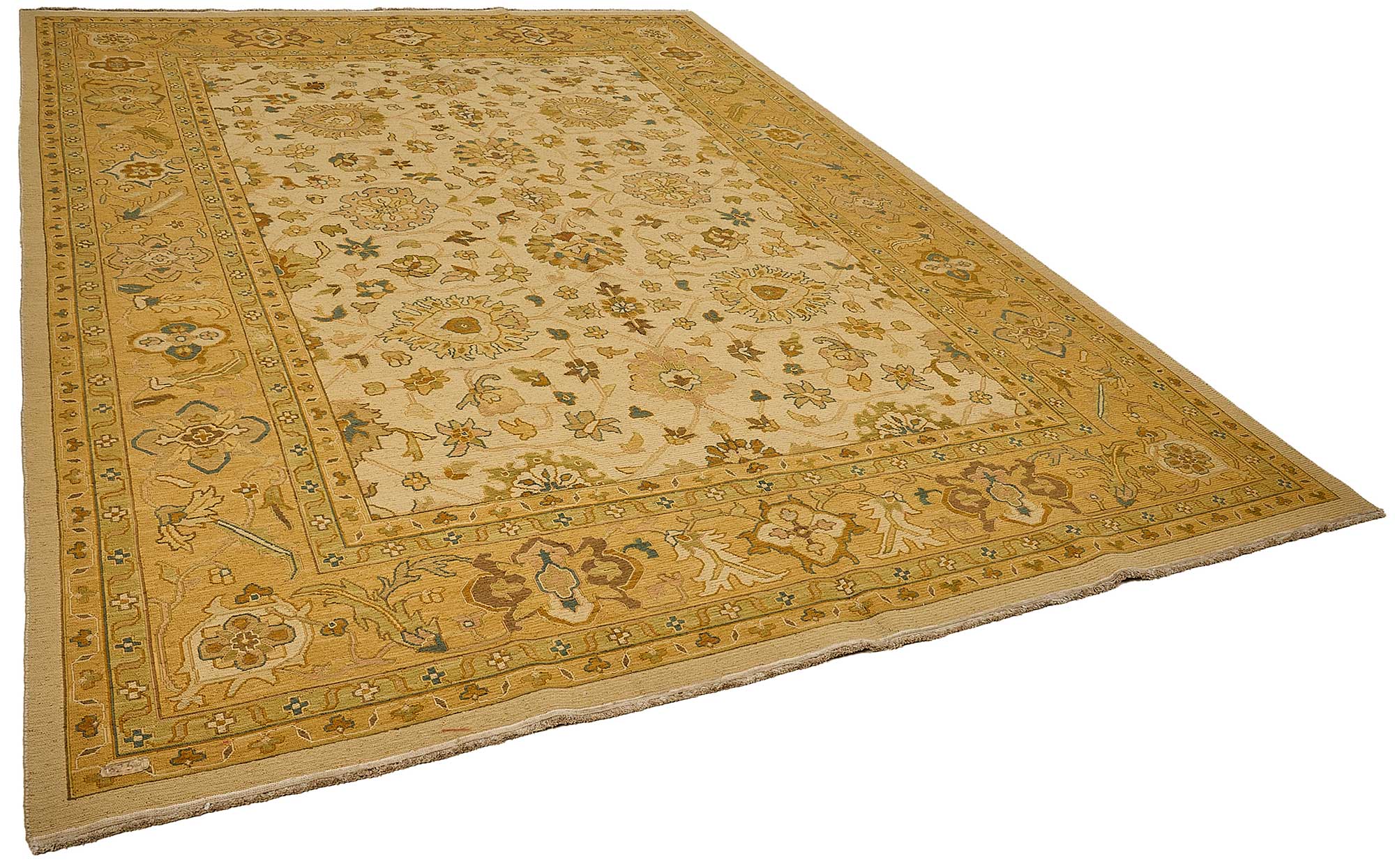 9x11 Beige Traditional Floral Oushak Rug - 51641