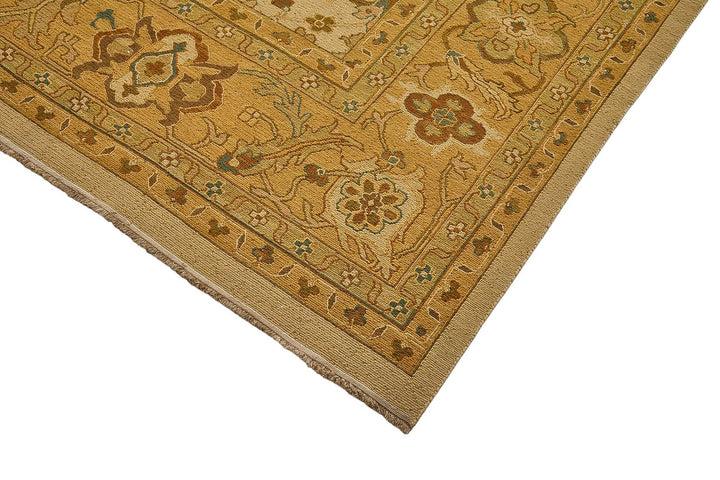 9x11 Beige Traditional Floral Oushak Rug - 51641