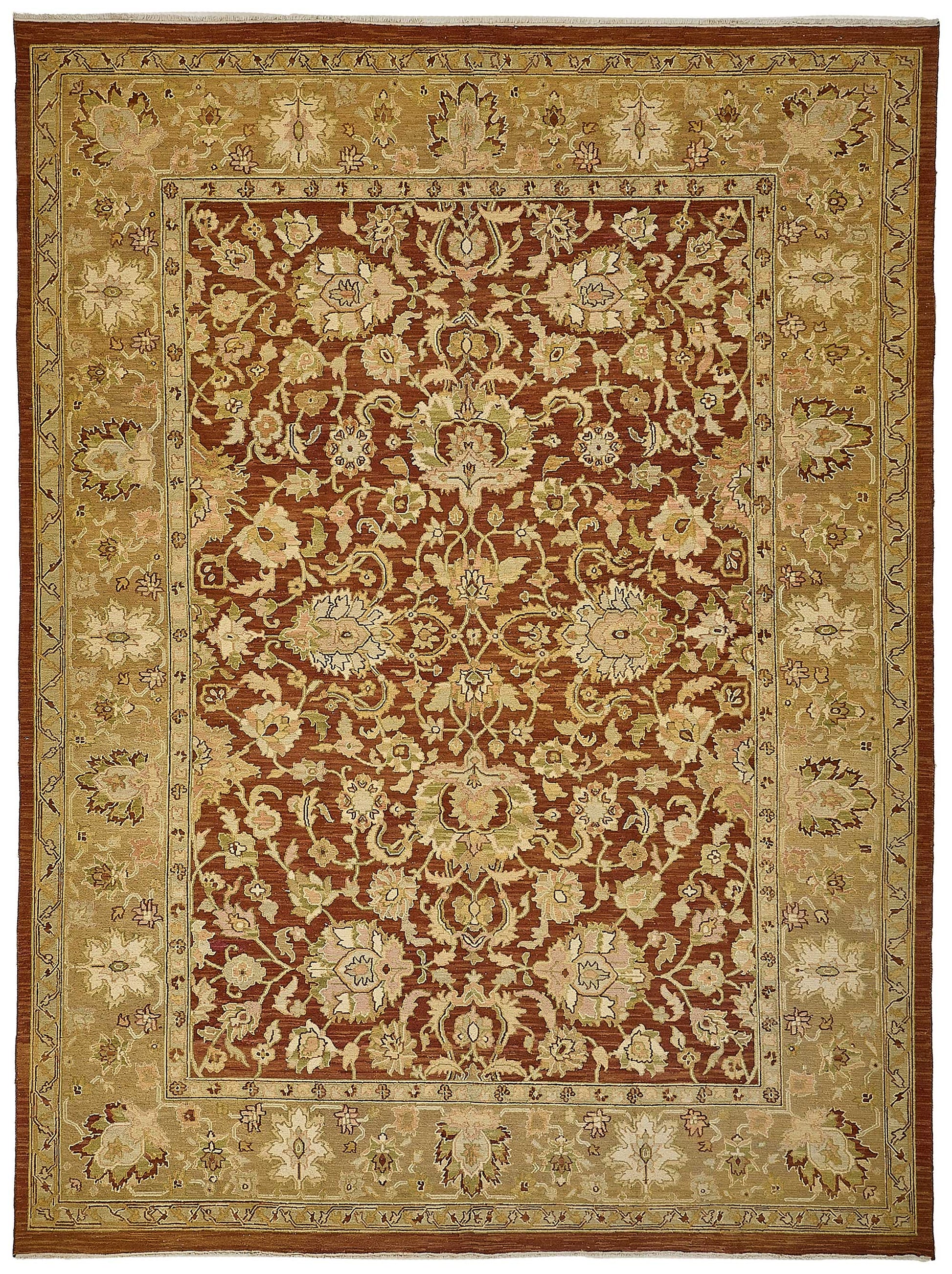 9x11 Red Handmade Floral Oushak Rug - 51642