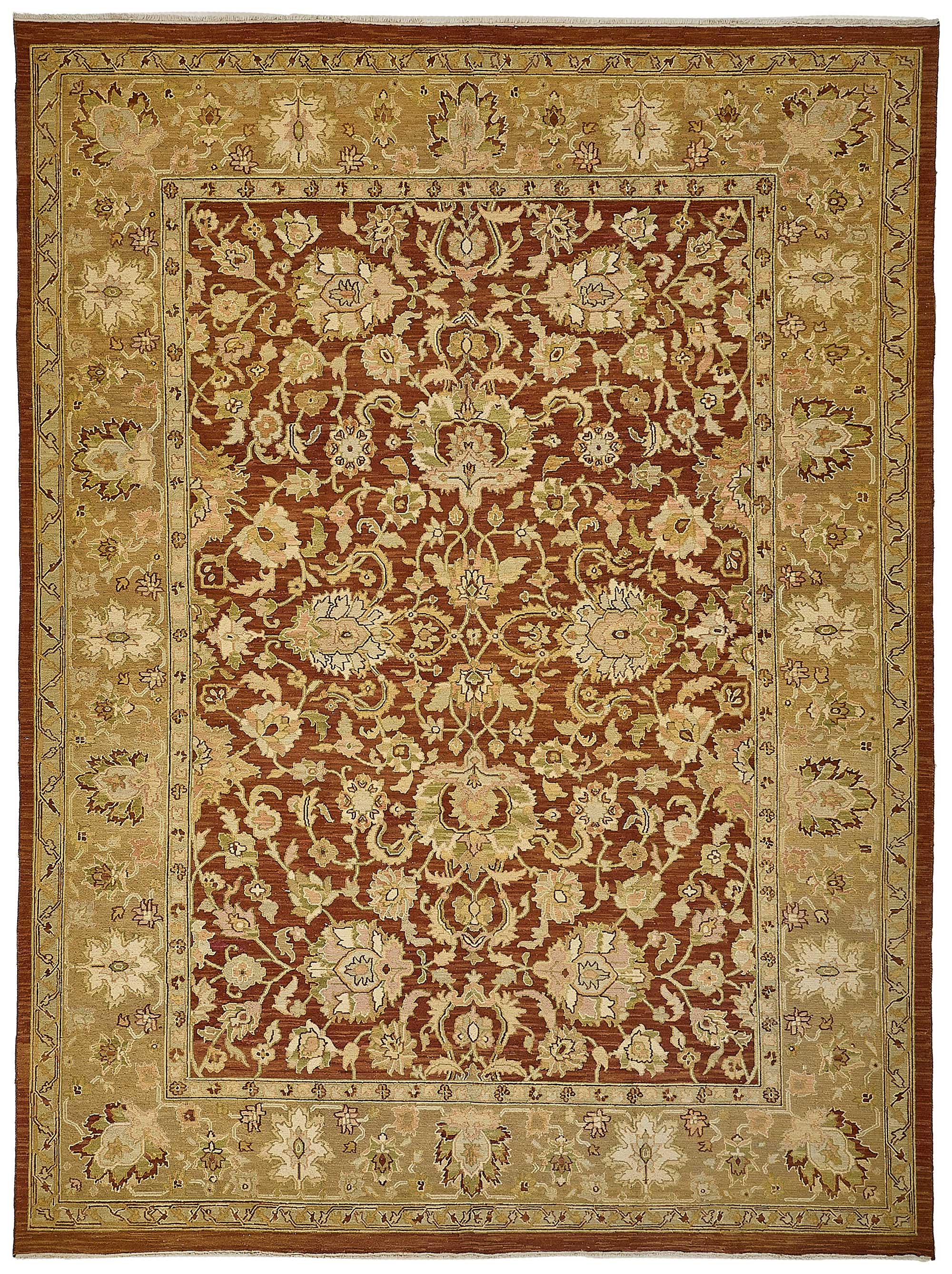9x11 Red Handmade Floral Oushak Rug - 51642
