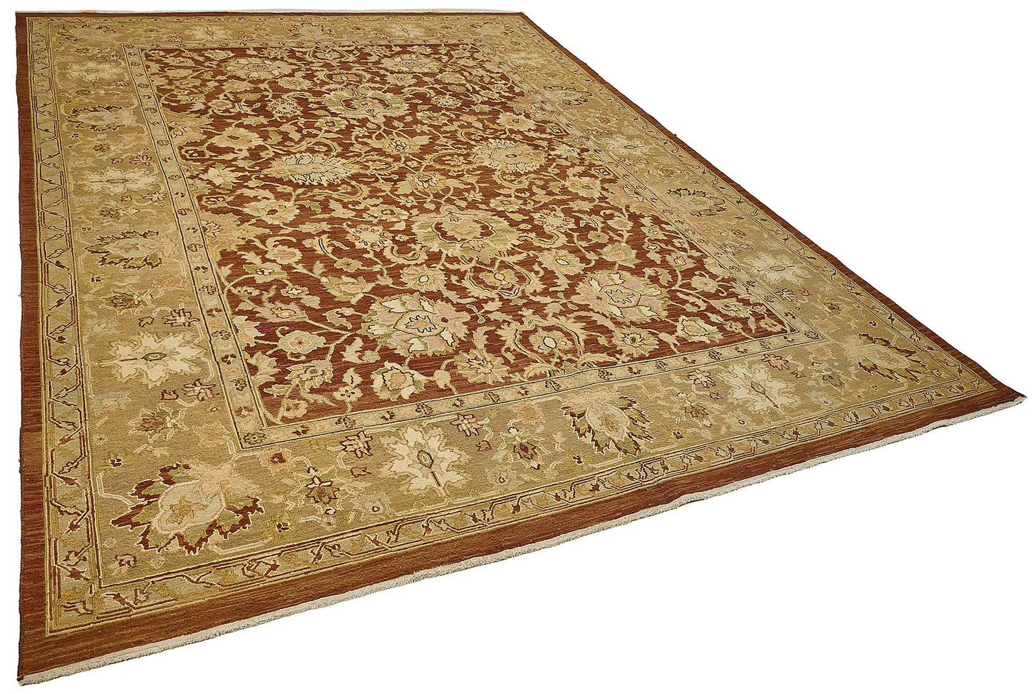 9x11 Red Handmade Floral Oushak Rug - 51642