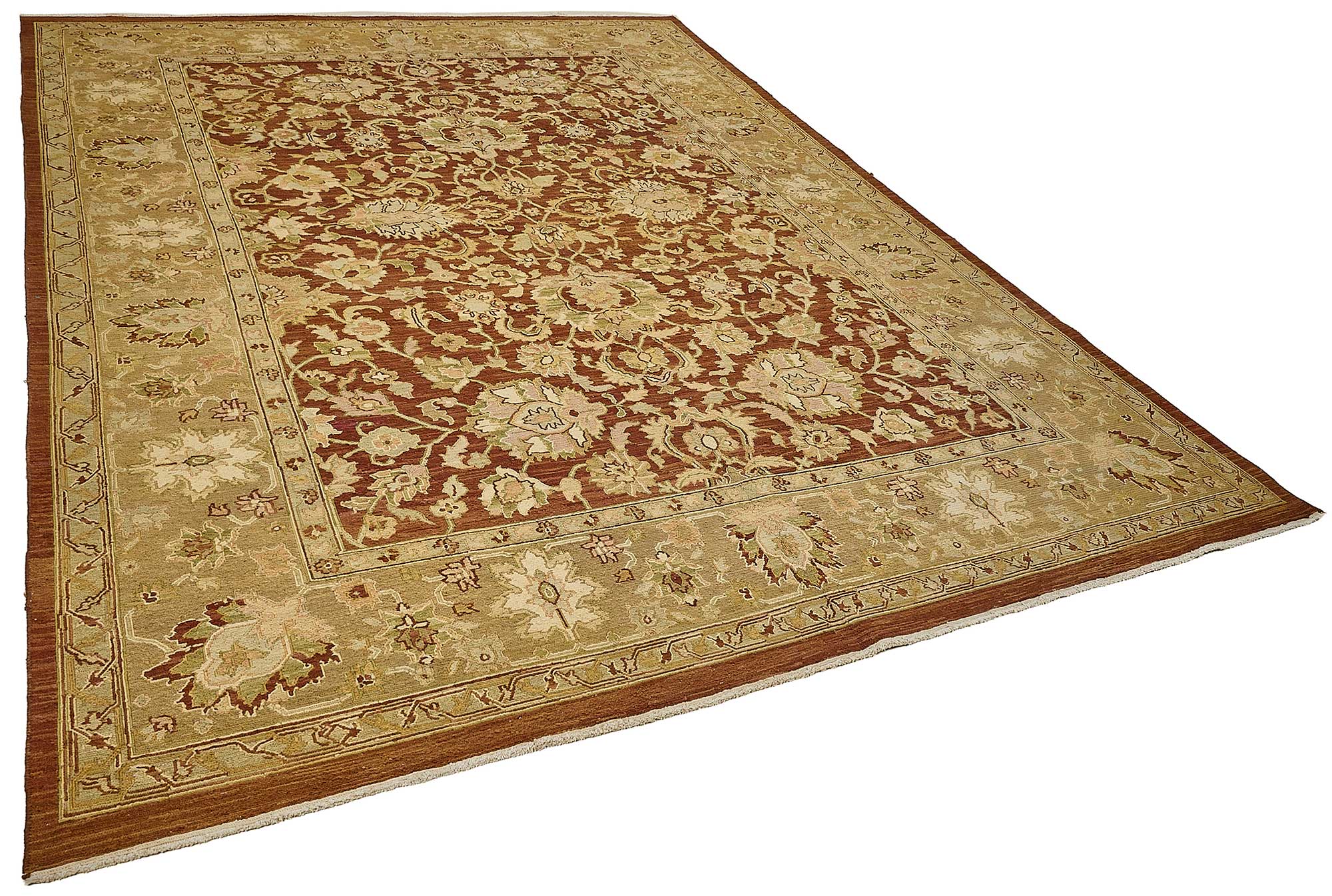 9x11 Red Handmade Floral Oushak Rug - 51642
