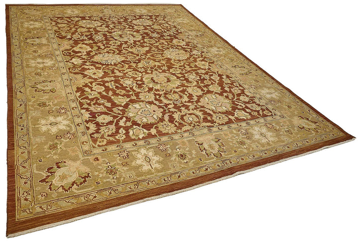 9x11 Red Handmade Floral Oushak Rug - 51642
