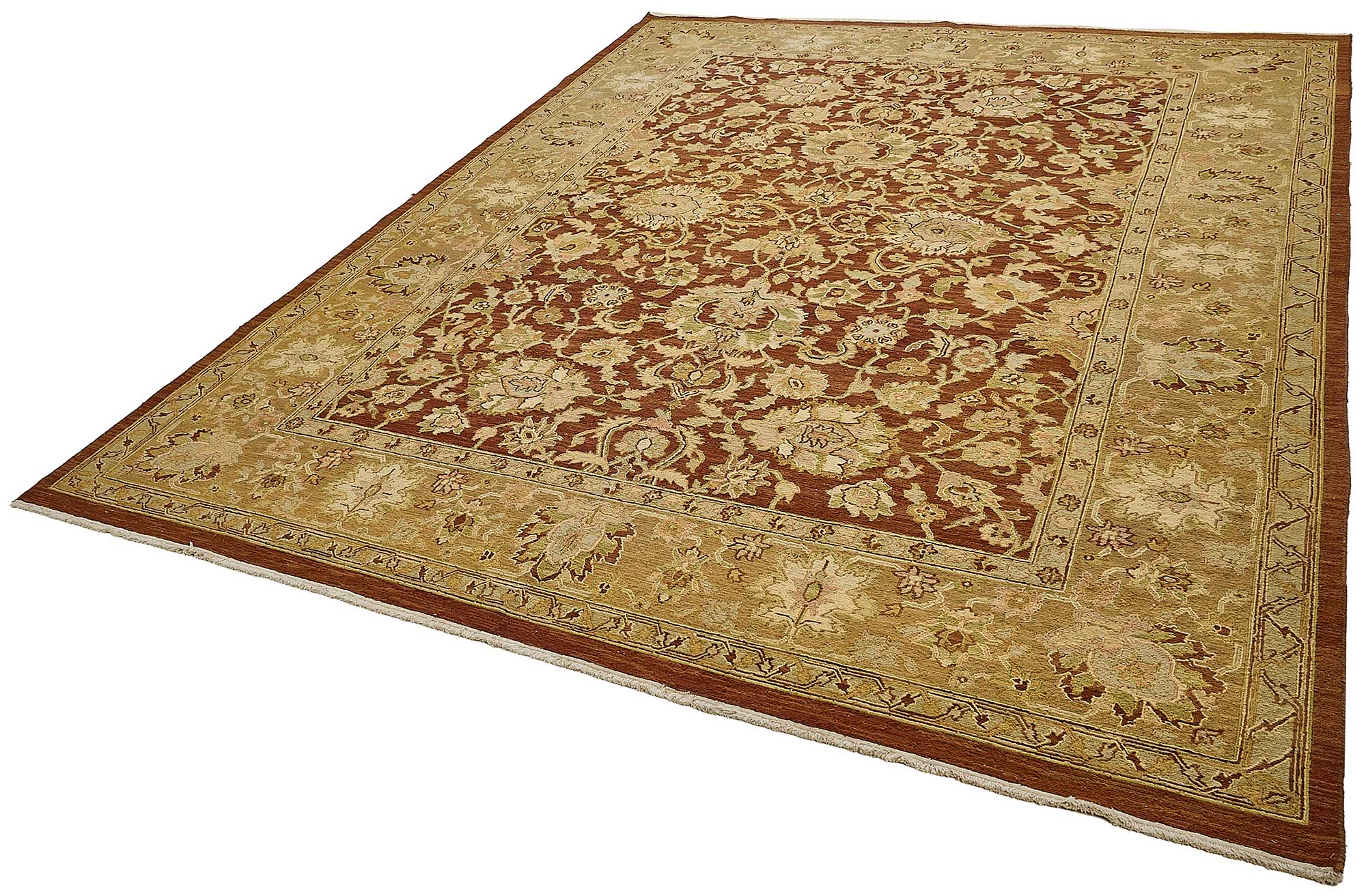9x11 Red Handmade Floral Oushak Rug - 51642