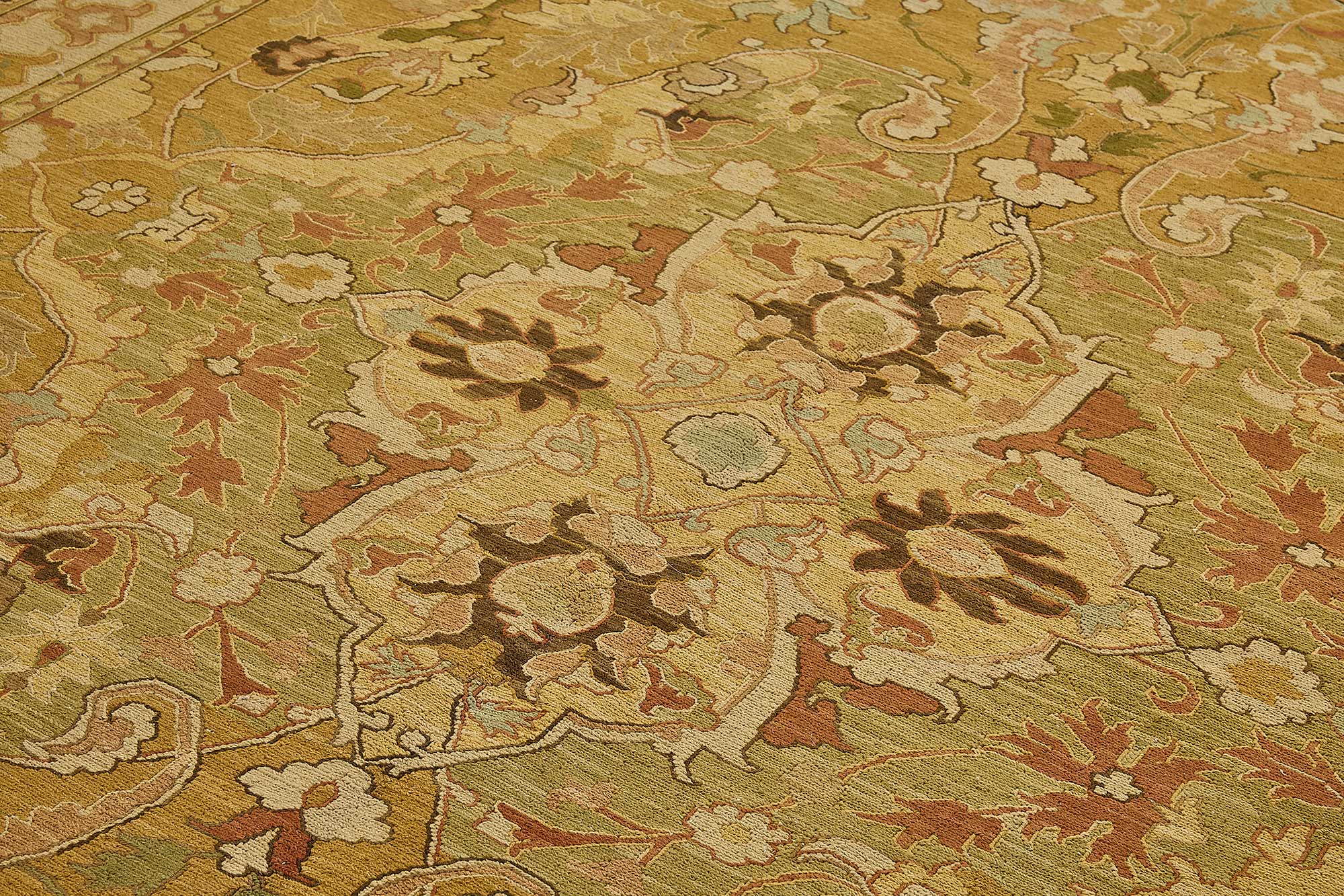 9x11 Yellow Turkish Floral Medallion Oushak Rug - 51643