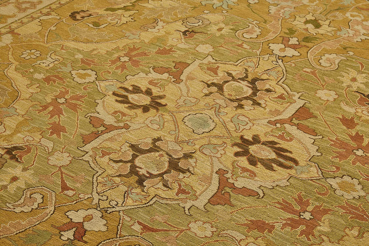 9x11 Yellow Turkish Floral Medallion Oushak Rug - 51643