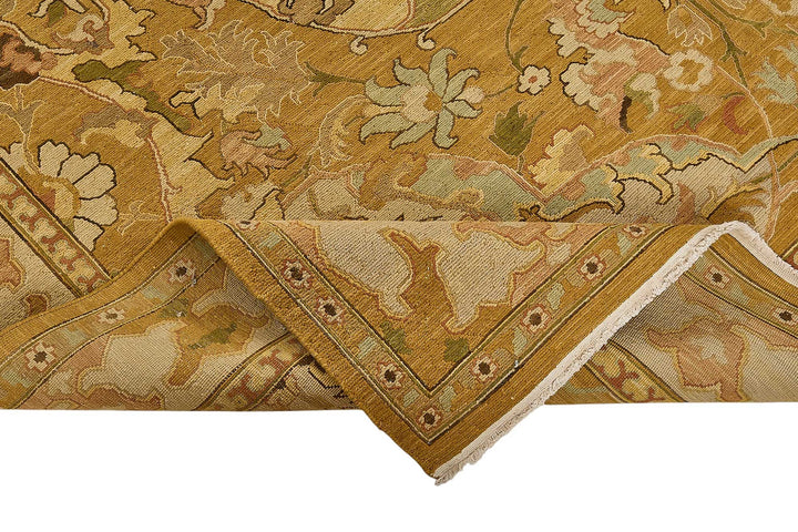 9x11 Yellow Turkish Floral Medallion Oushak Rug - 51643