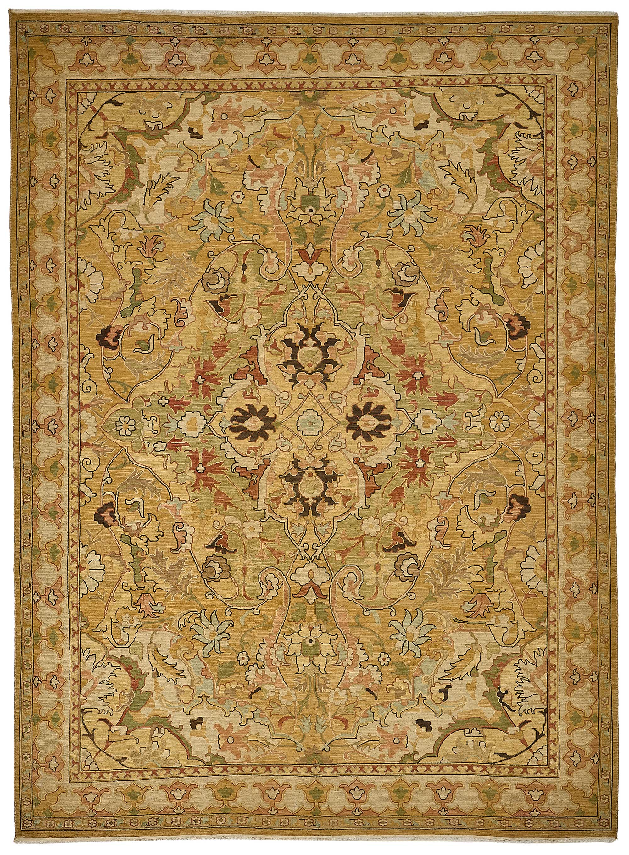 8x11 Yellow Floral Medallion Oushak Rug - 51644