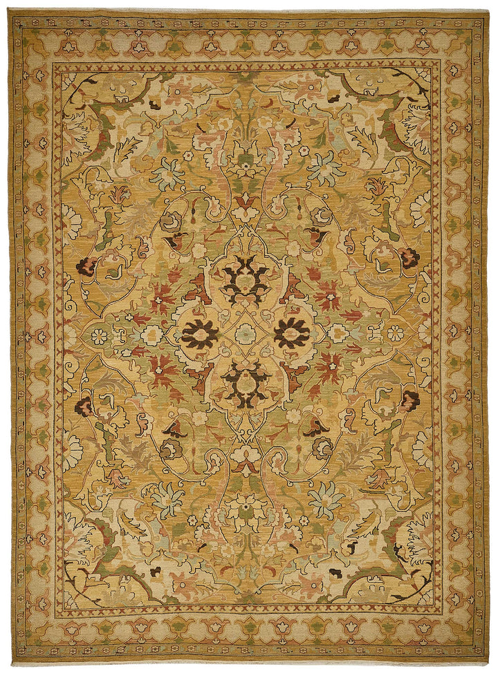 8x11 Yellow Floral Medallion Oushak Rug - 51644