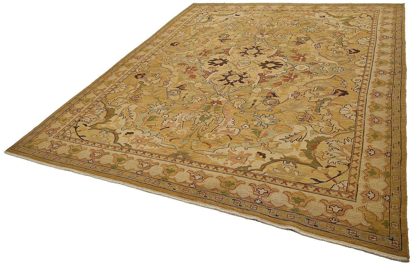 8x11 Yellow Floral Medallion Oushak Rug - 51644