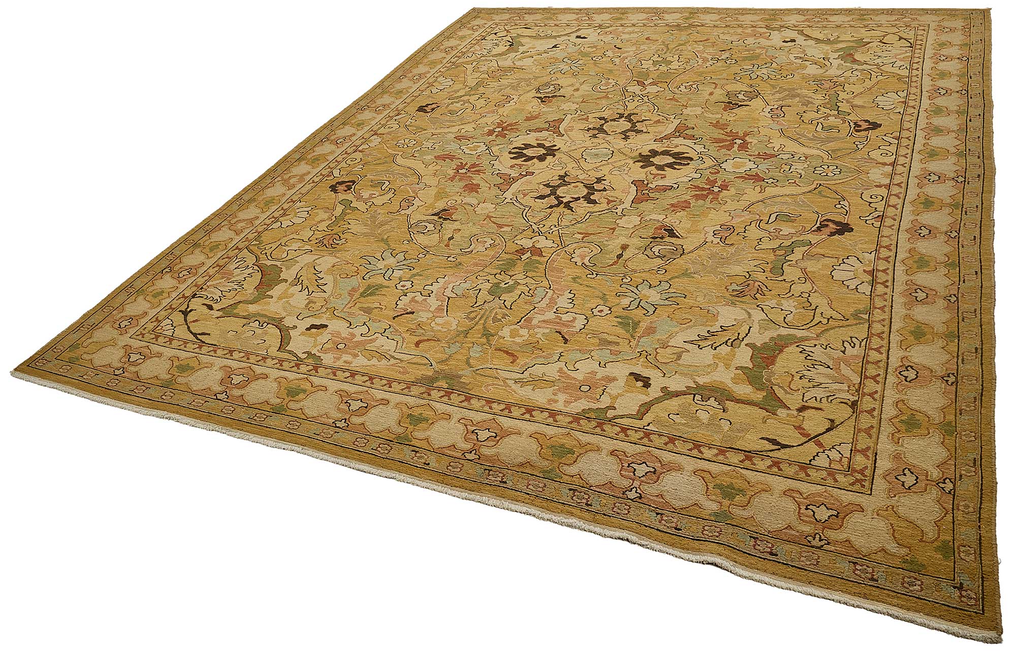 8x11 Yellow Floral Medallion Oushak Rug - 51644