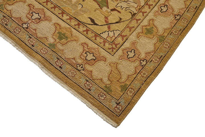 8x11 Yellow Floral Medallion Oushak Rug - 51644