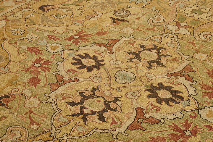 8x11 Yellow Floral Medallion Oushak Rug - 51644