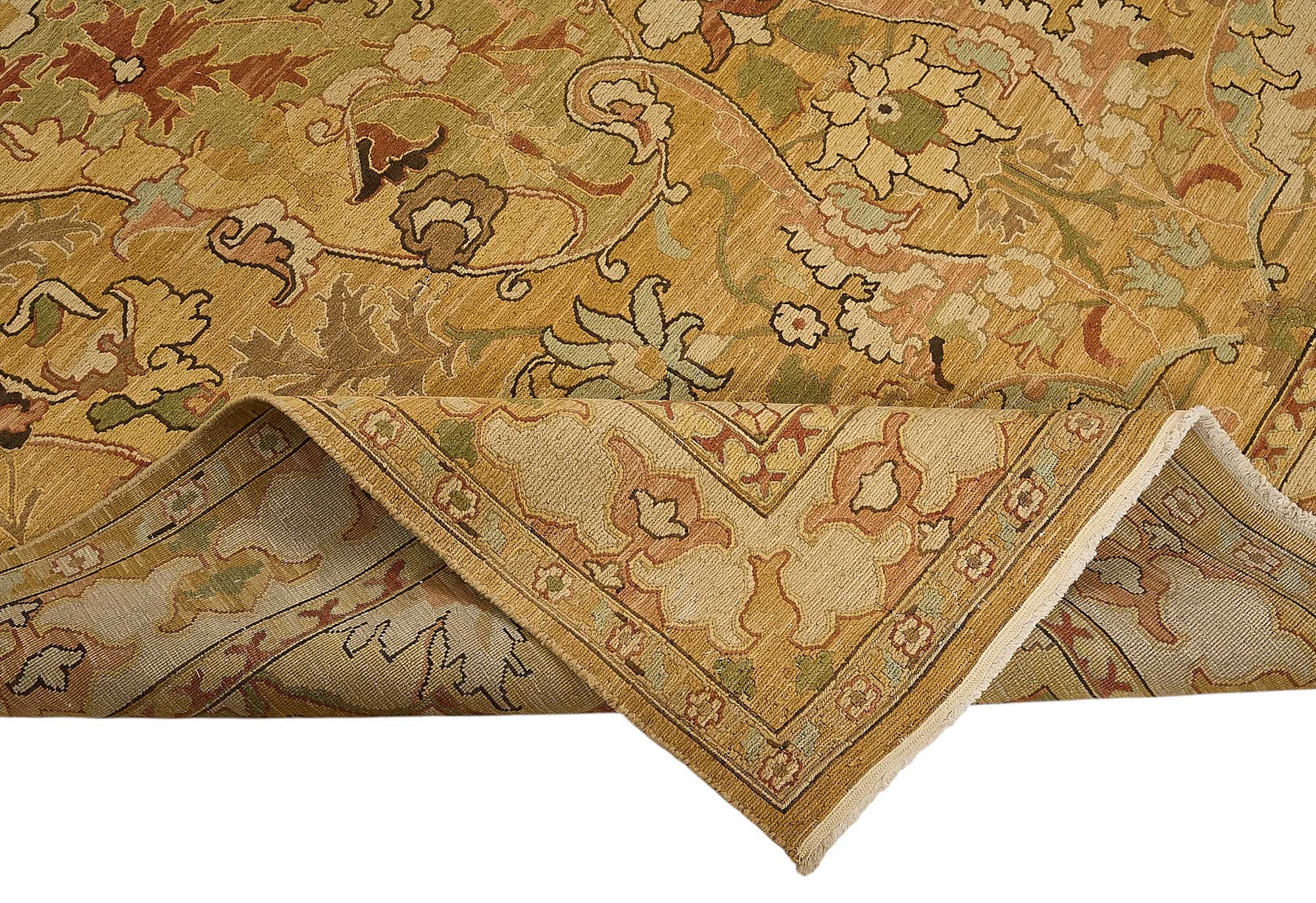 8x11 Yellow Floral Medallion Oushak Rug - 51644